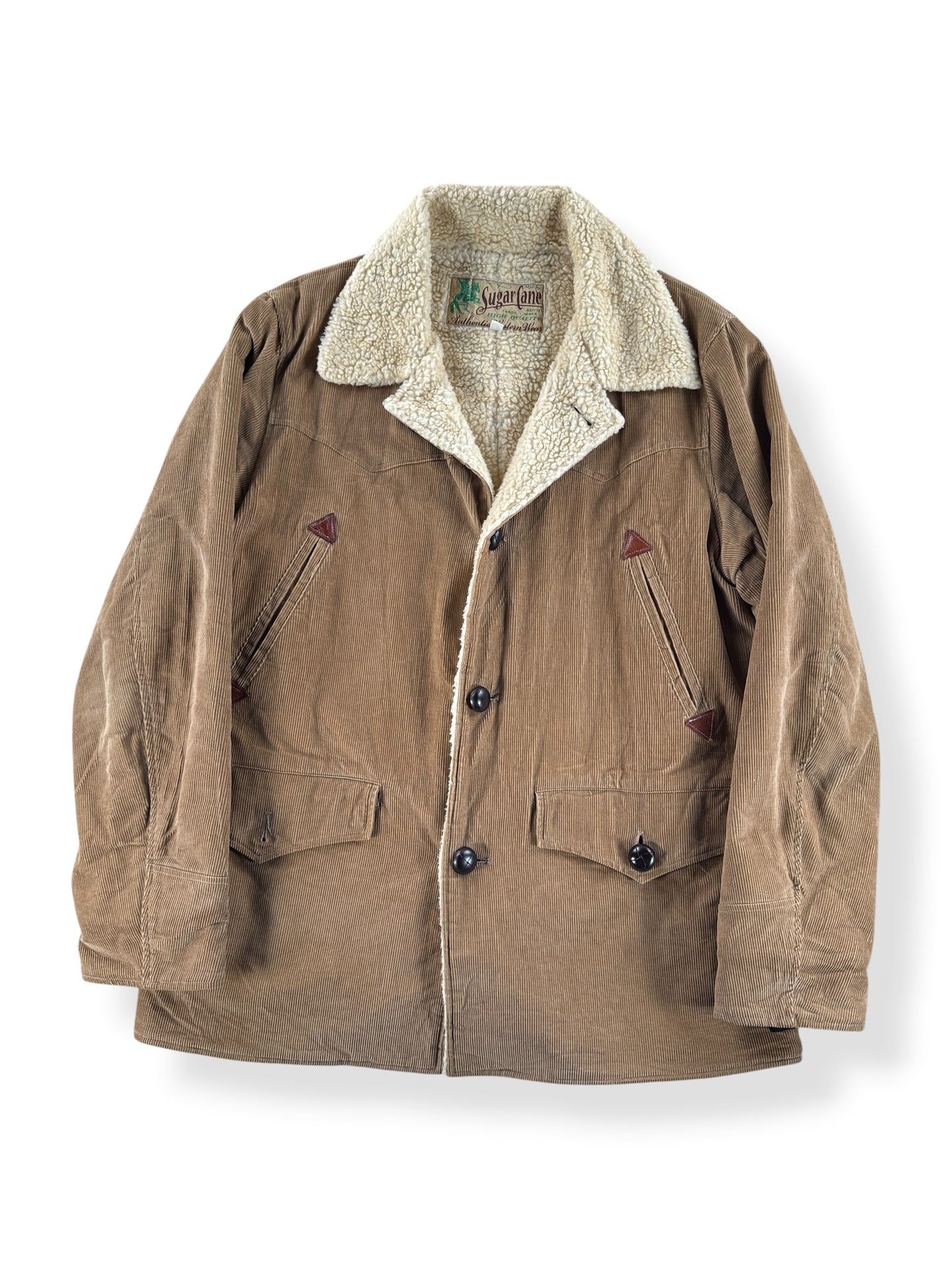 Front of Repro Sugar Cane Corduroy Sherpa Lined Coat SZ L