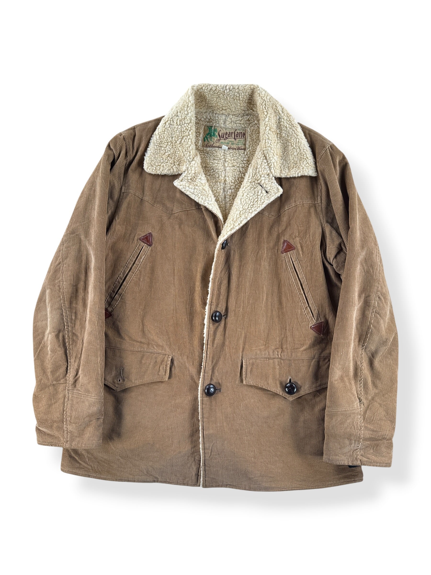Front of Repro Sugar Cane Corduroy Sherpa Lined Coat SZ L