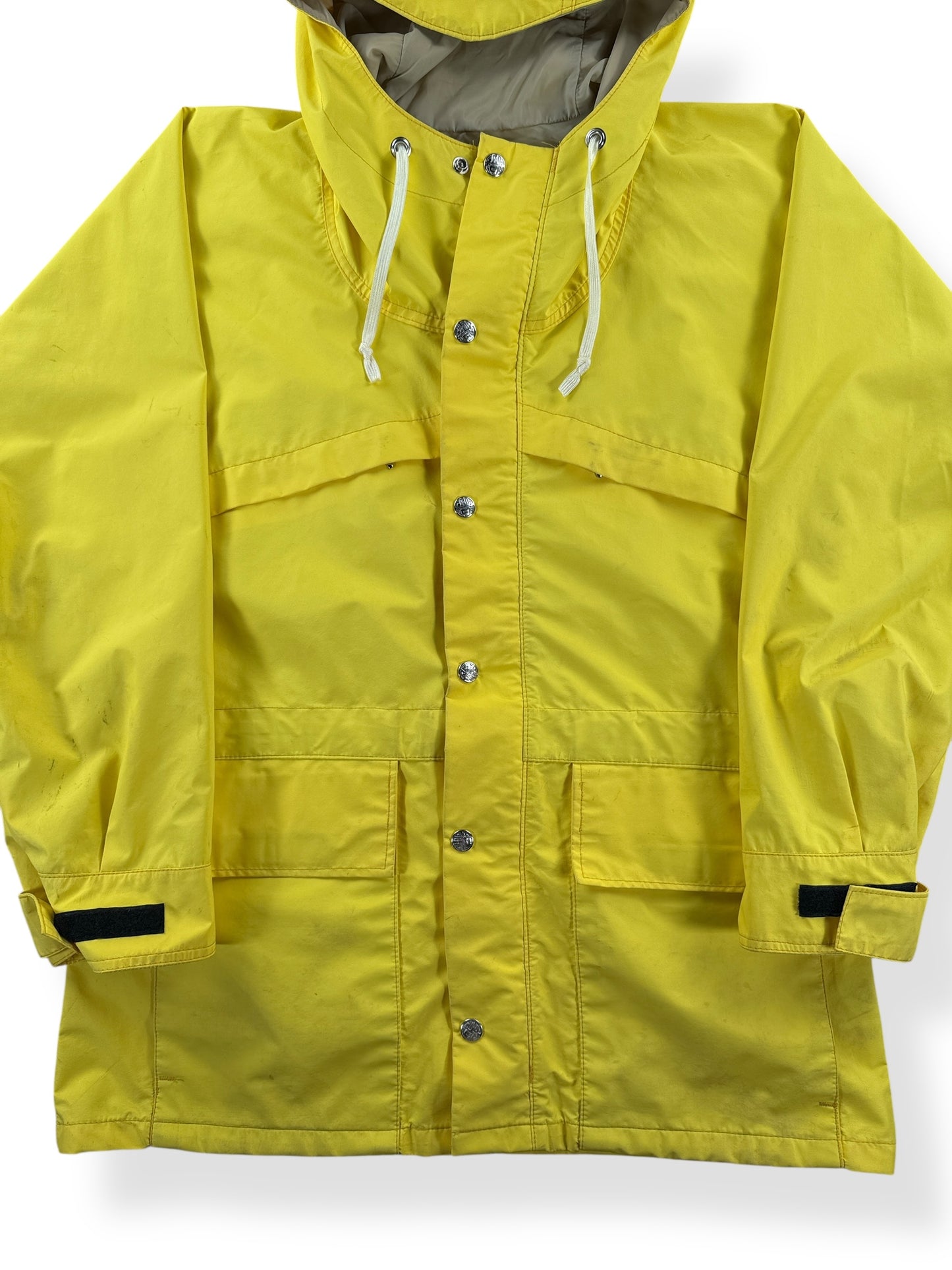 Front Close Up of Vintage REI Yellow Parka SZ L