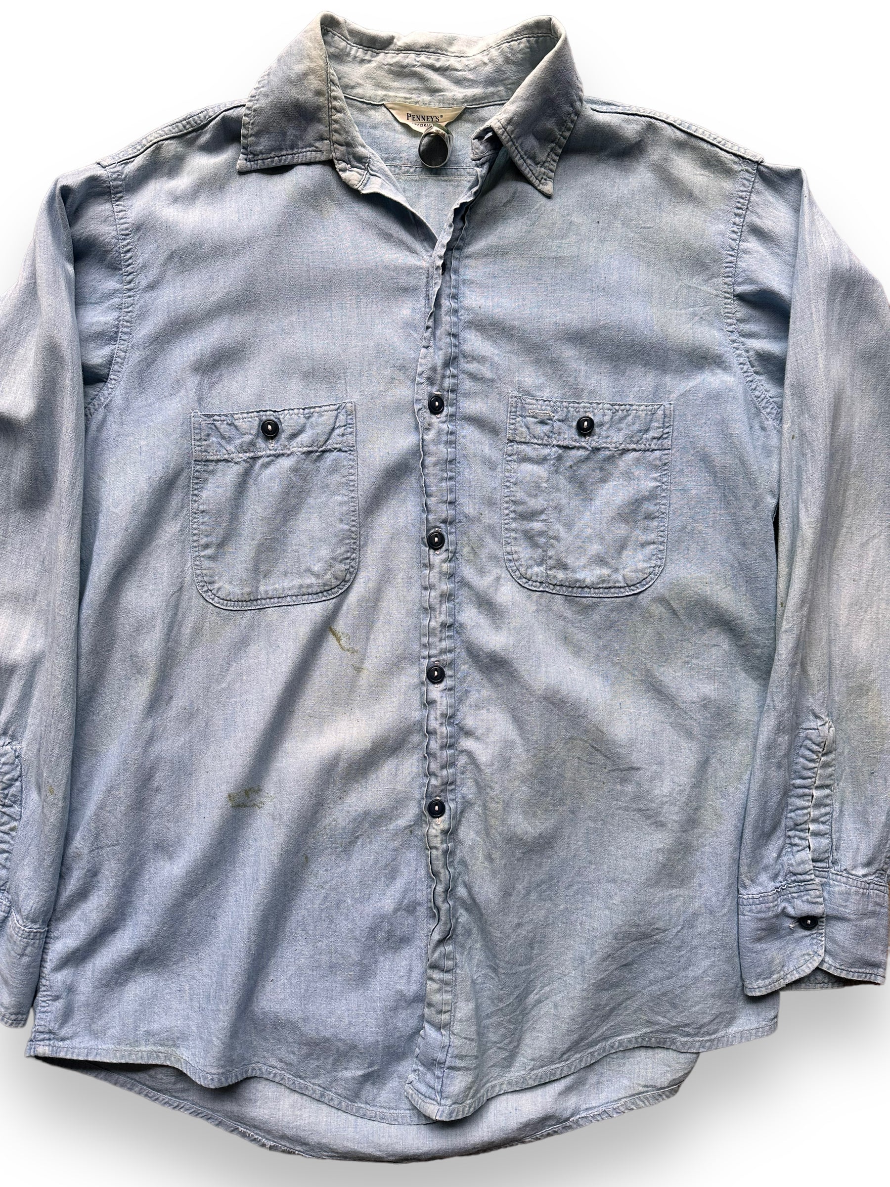 Vintage Penney's 100% Cotton Chambray Shirt SZ L | Vintage Chambray Work  Shirt Seattle | Vintage Clothing Seattle