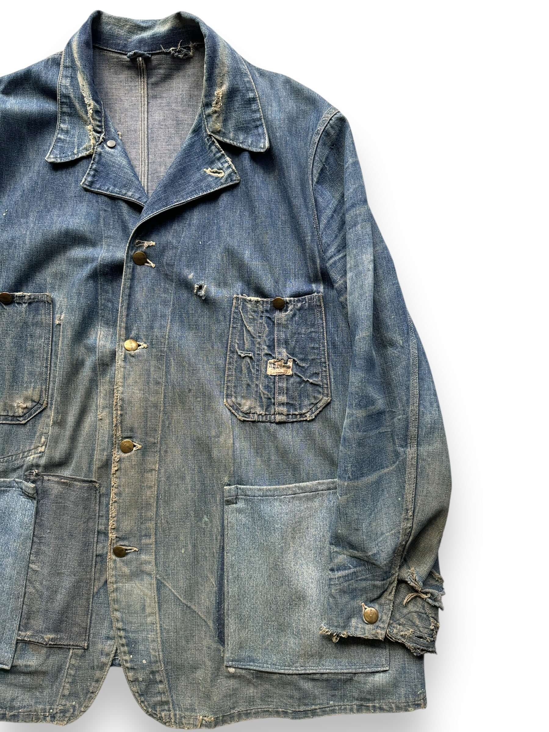 front left of Vintage Hercules Denim Chore Coat w/ Added Pockets SZ XL