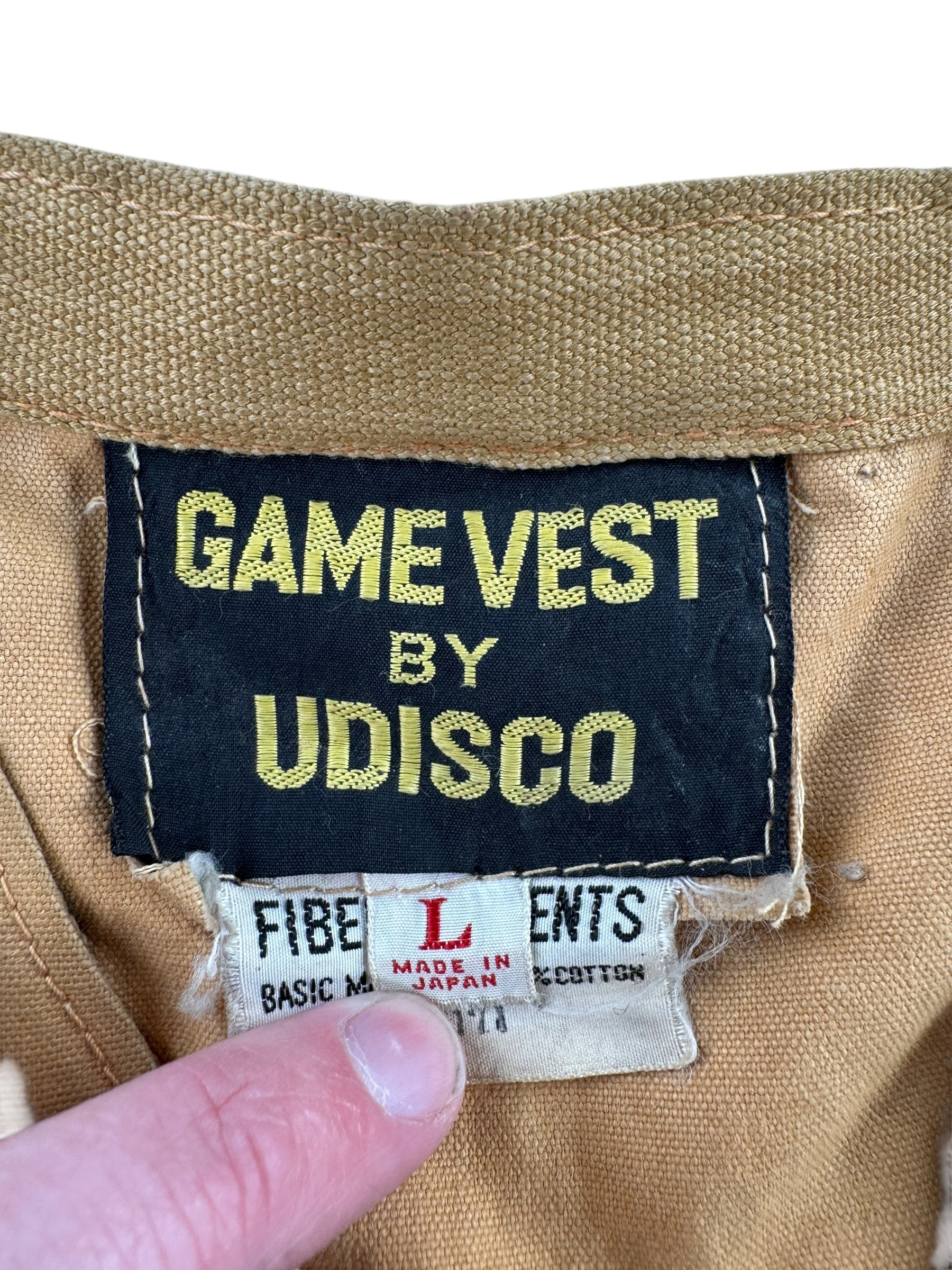Label on Vintage Udisco Made in Japan Game Vest SZ M