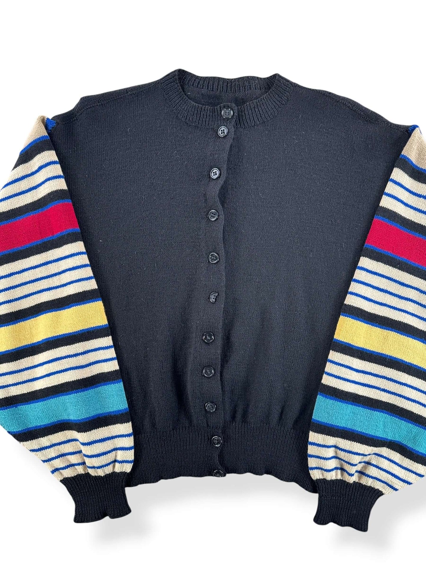 Front Close Up of Vintage Striped Sleeve Sweater SZ M