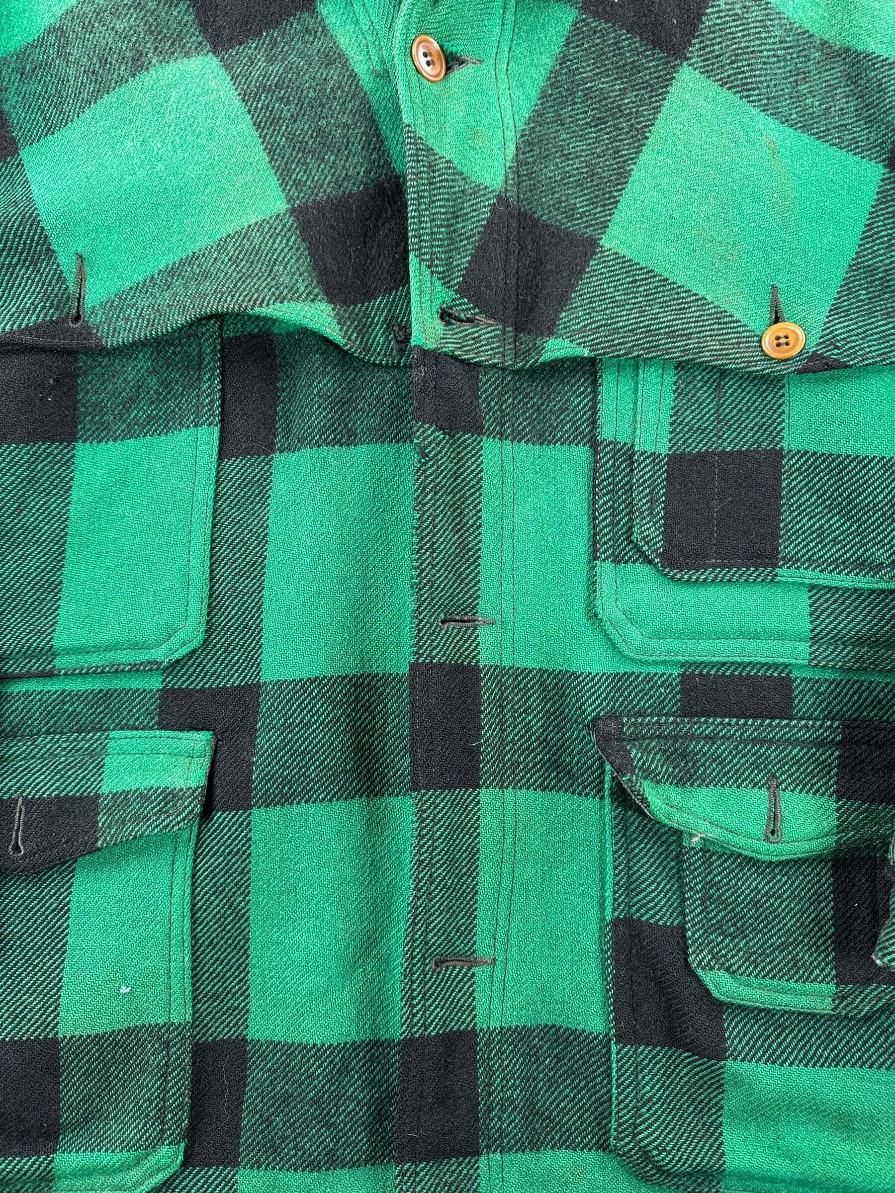 Missing Buttons on Vintage Hirsch Weis Green Plaid Cape Coat SZ M