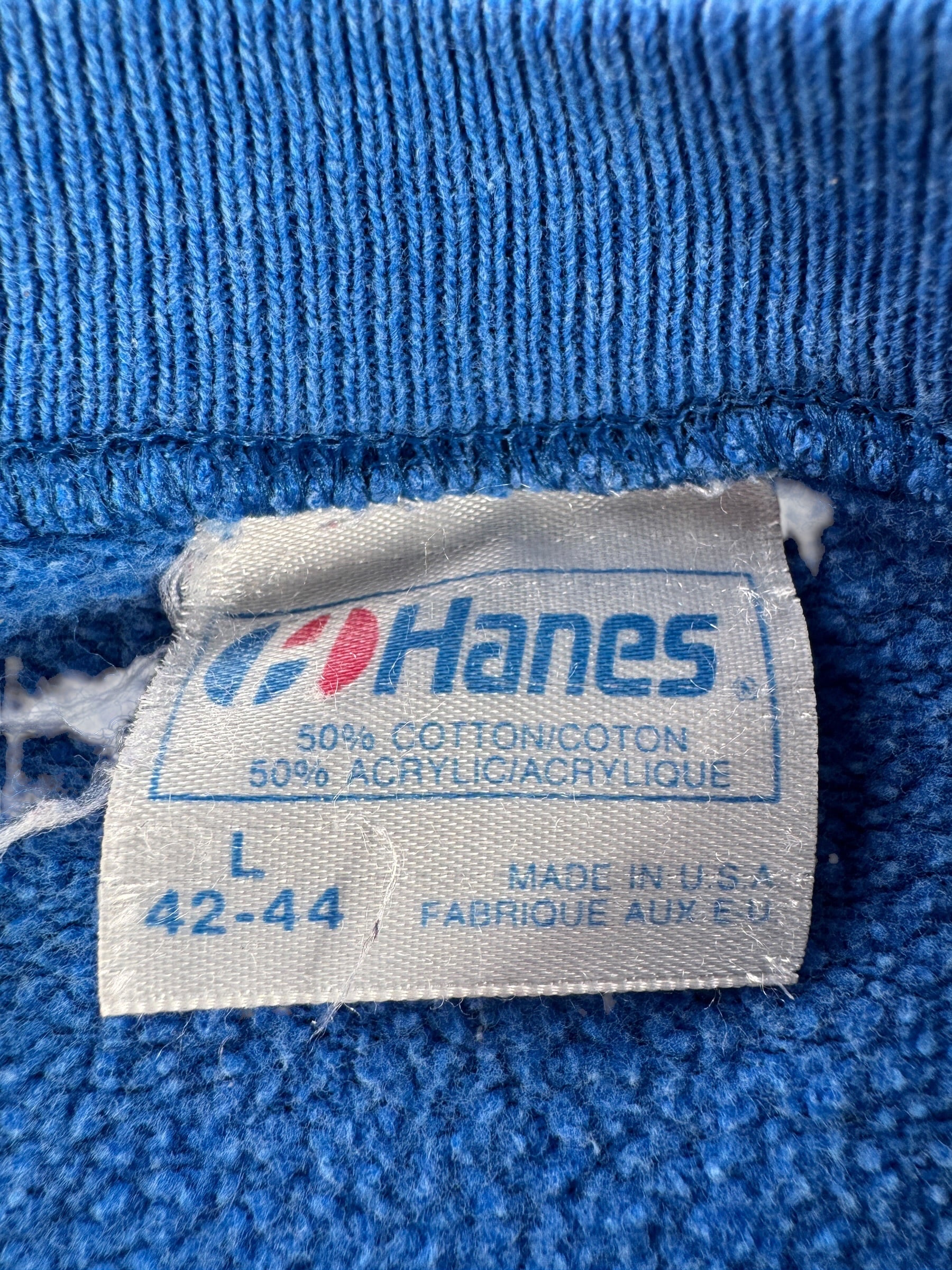 Tag on Vintage Blue Hanes Crewneck SZ L (Fits M)