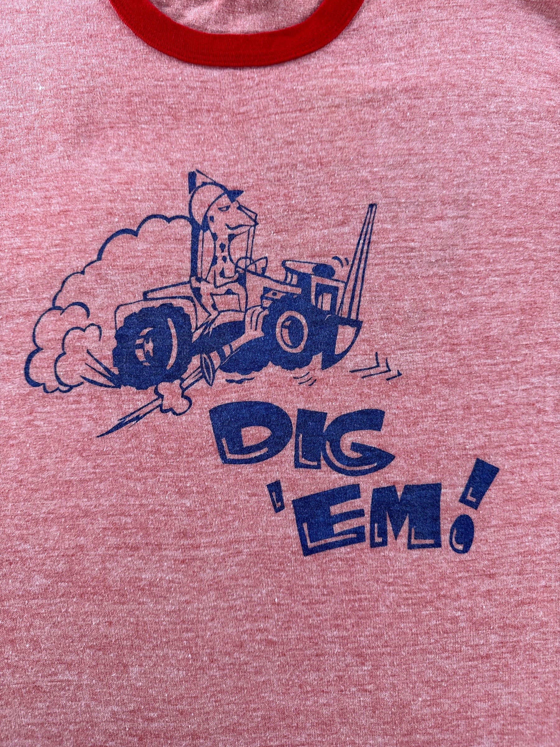 Graphic of Vintage 70s Era Hanes Dig 'Em Construction Ringer SZ L (Fits M)