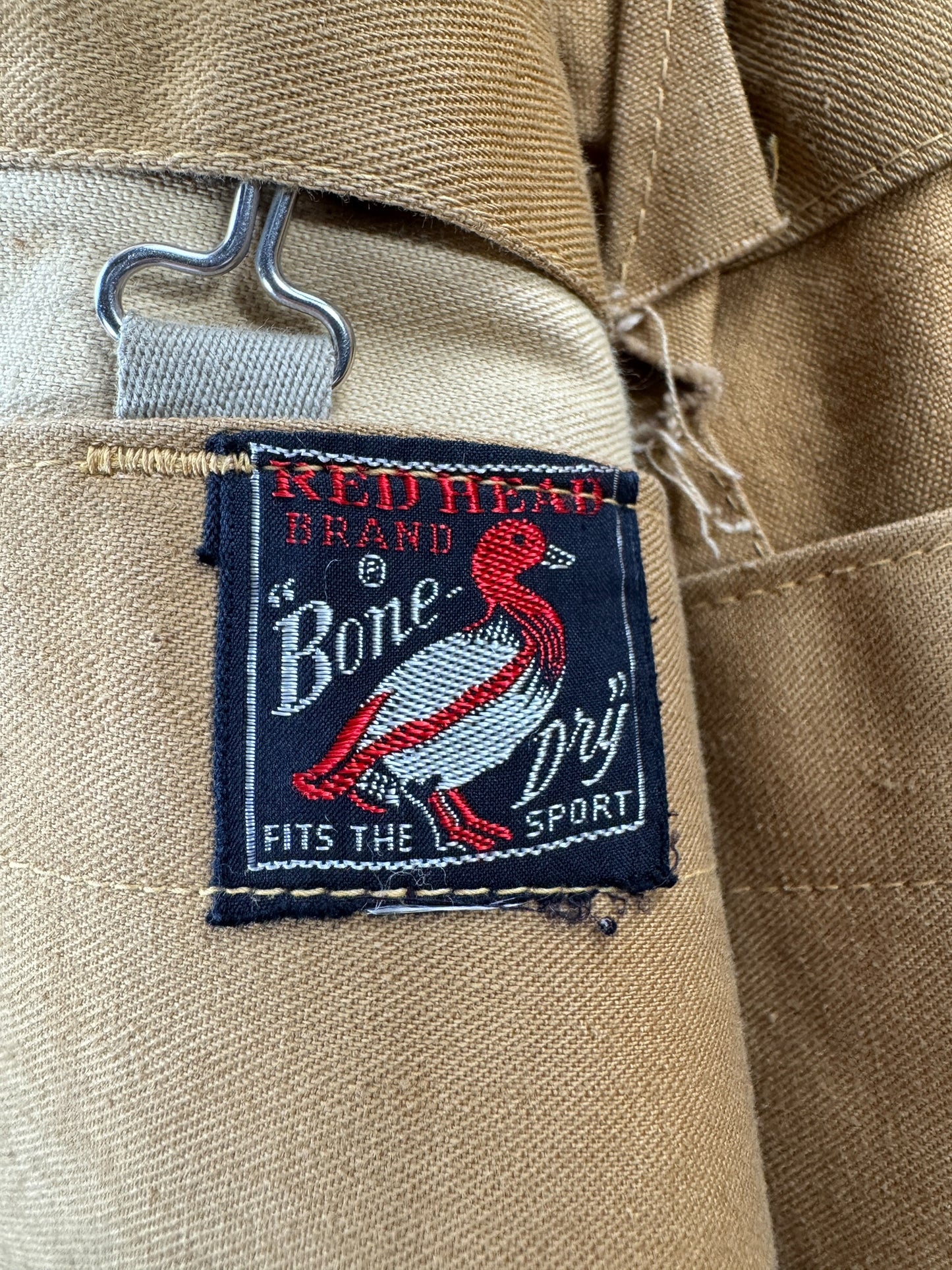Label on Vintage Bone Dry by Red Head Hunting Jacket SZ L