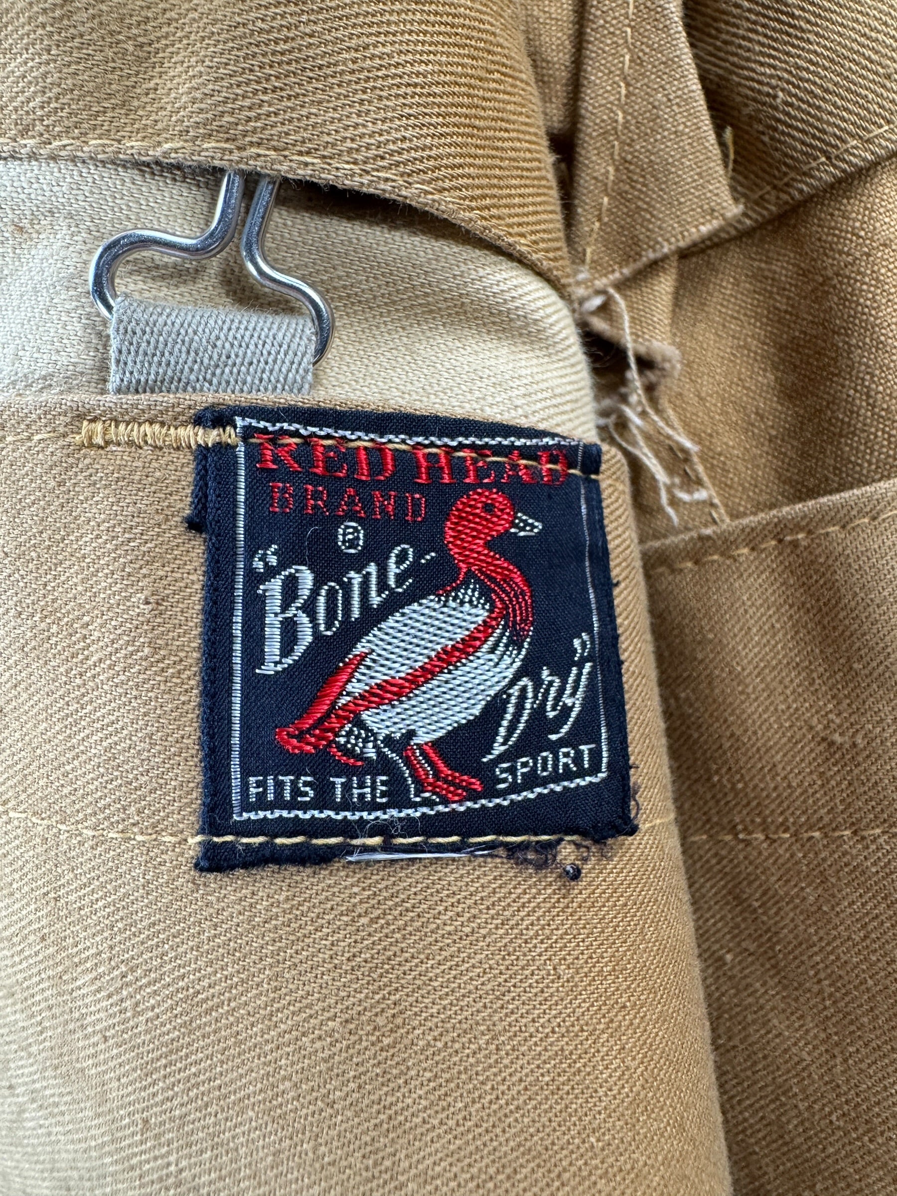 Label on Vintage Bone Dry by Red Head Hunting Jacket SZ L