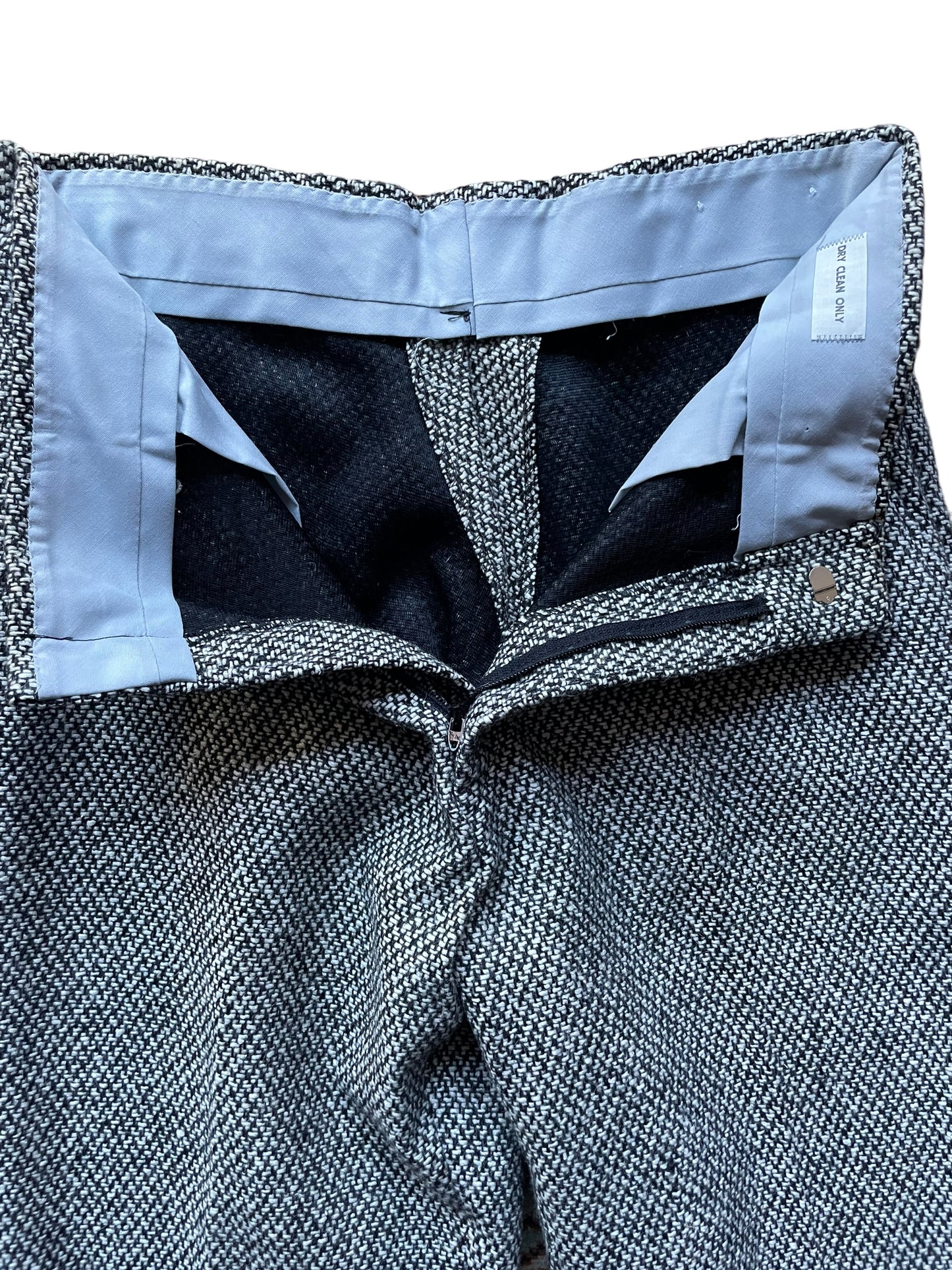 Open view of Vintage 1970s Deadstock Wool Blend Tweed Trousers W30 | Barn Owl Vintage Seattle | Vintage Trousers