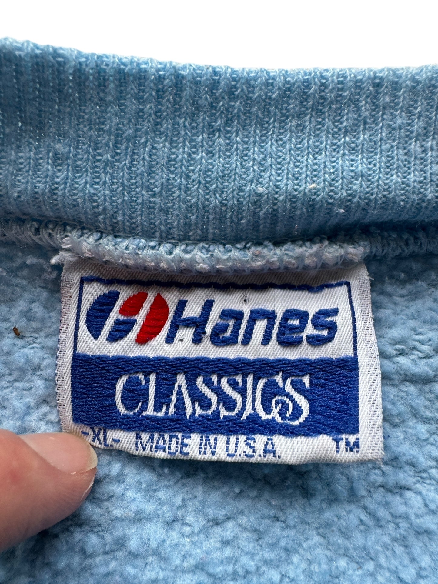 Tag of Vintage Hanes Powder Blue Crewneck SZ XL