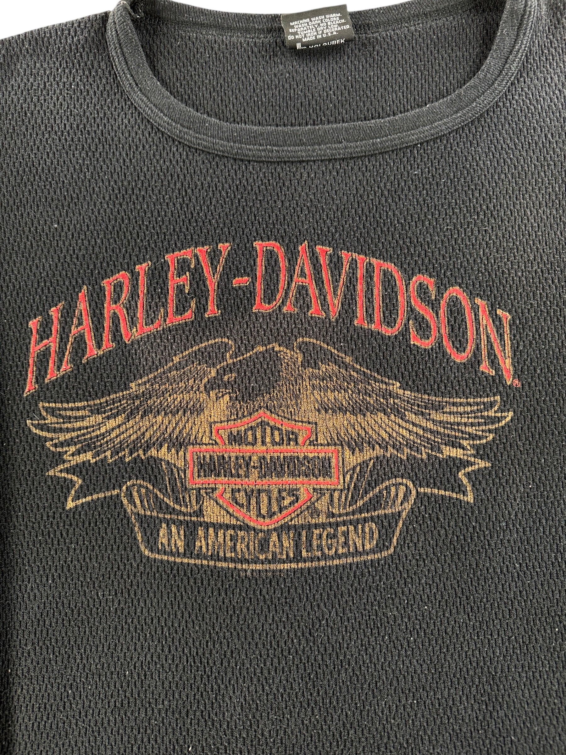 Label on Vintage '92 Olympia Harley Davidson Thermal SZ 3XL (Fits L)