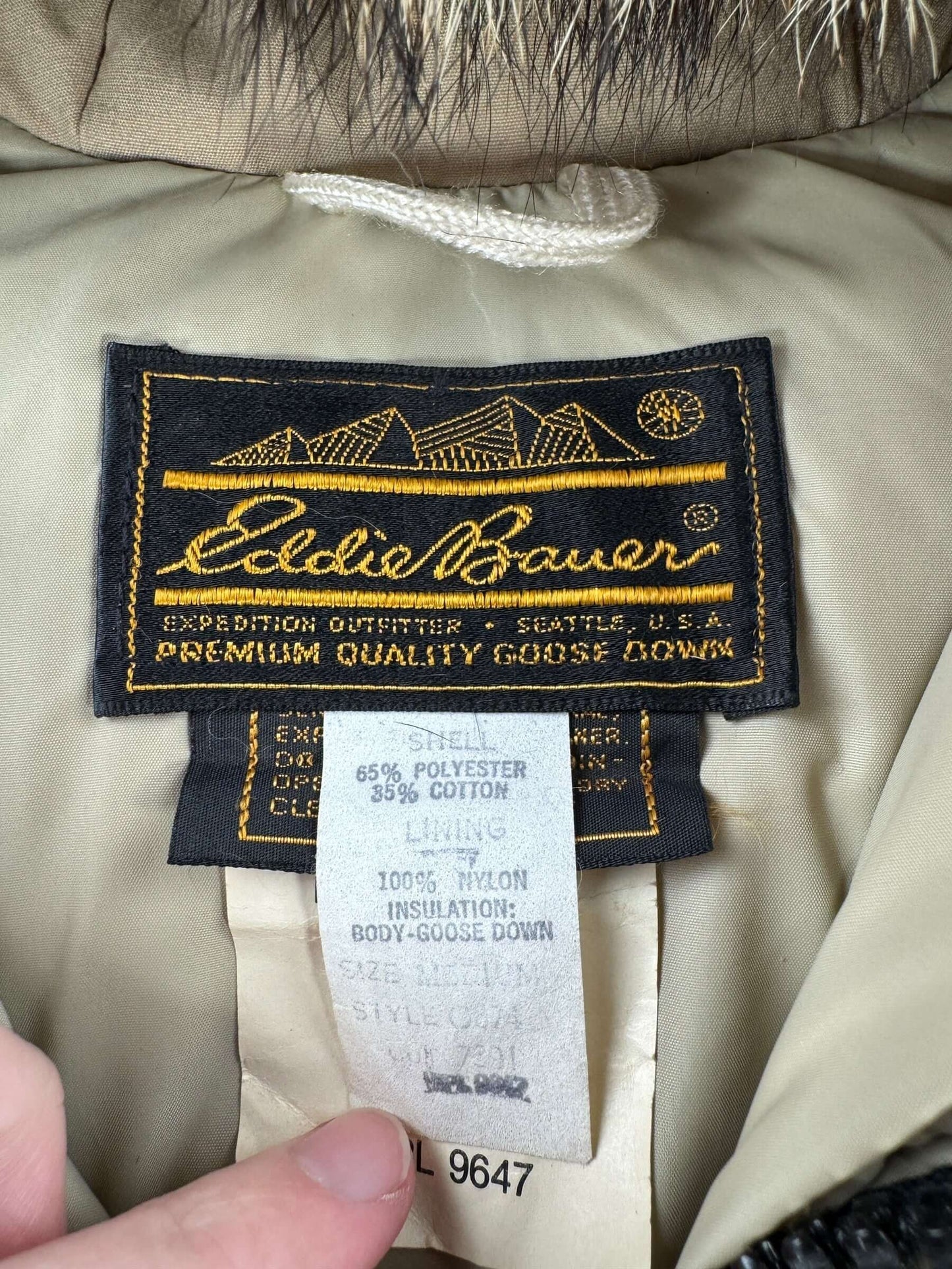 Tag on Vintage Eddie Bauer Coyote Fur Trimmed Polar Parka SZ M