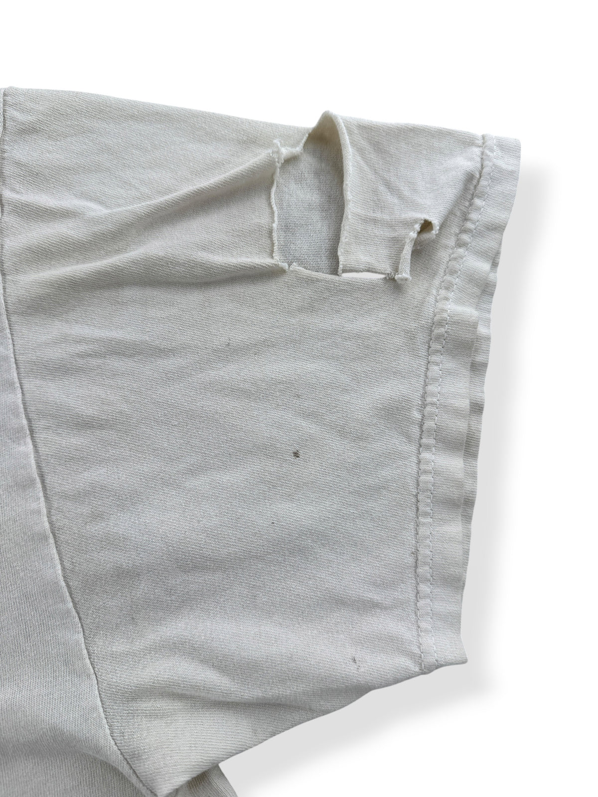 Tear on sleeve of Vintage Distressed Myer's Rum Tee SZ L