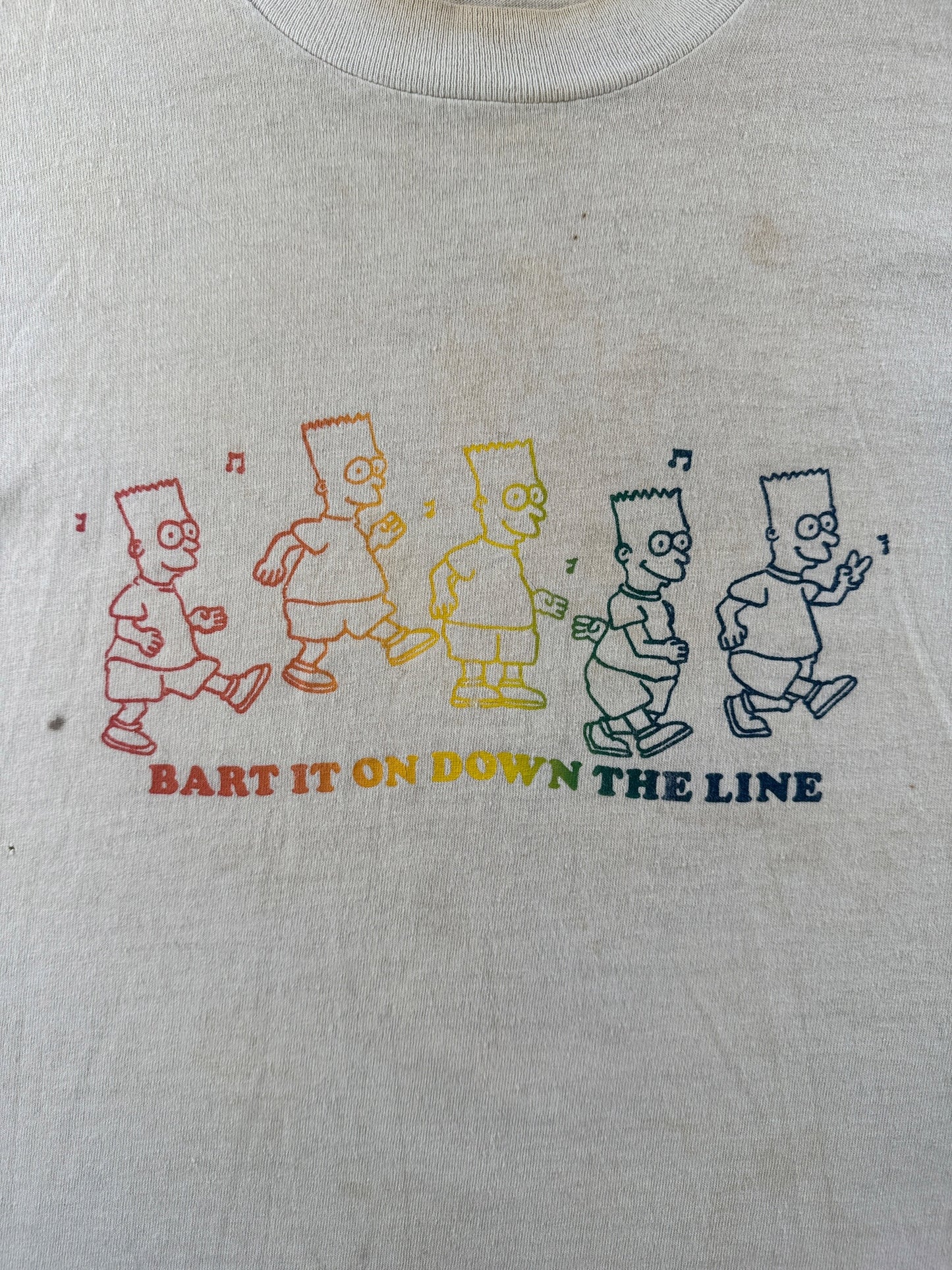 Front graphic on Vintage Bart Simpson Bart On Down The Line Tee SZ XL