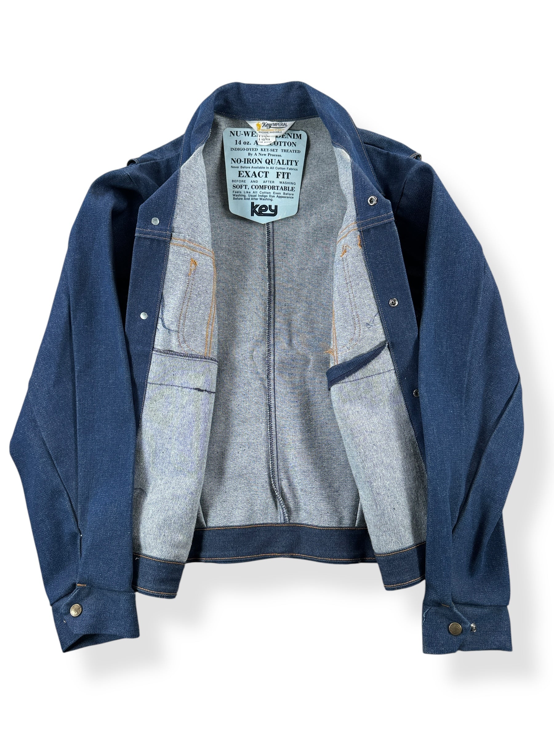 Inside of Vintage Deadstock 70s Key Denim Jacket SZ 42