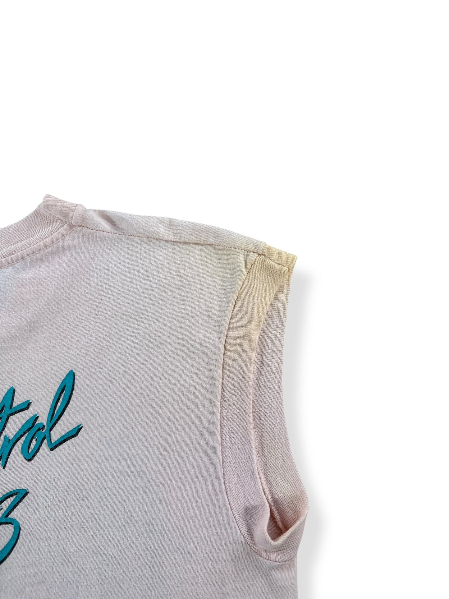 Discoloring on Vintage Eddie Money Sleeveless Shirt SZ M (Fits S)