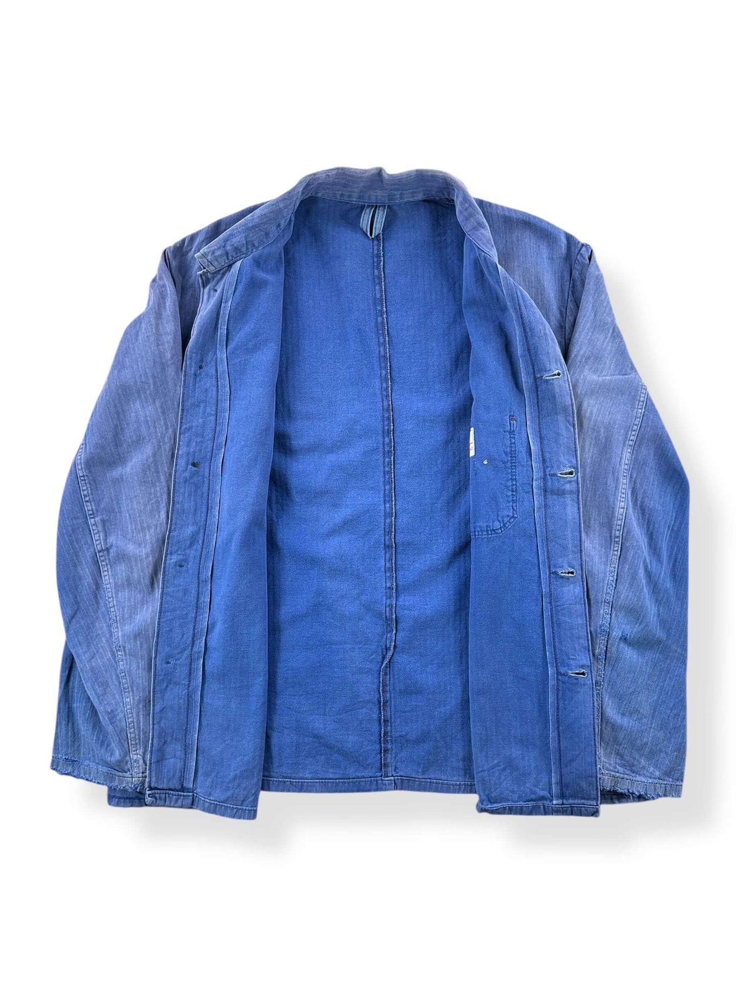 Inside of Vintage Sunfaded HBT French Chore Coat SZ L