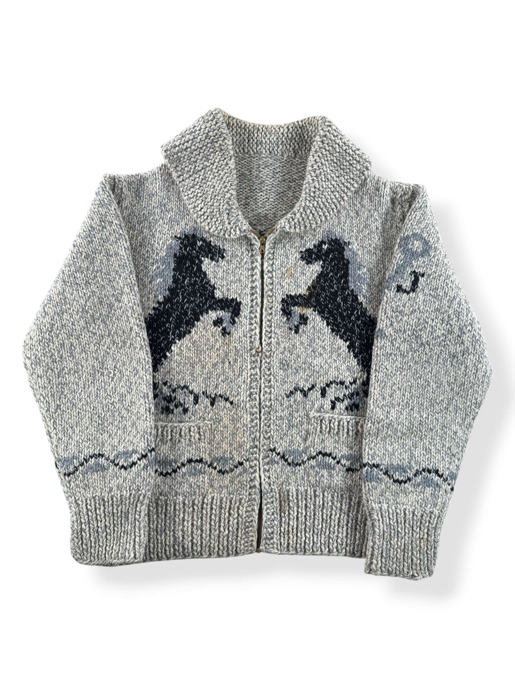 Front of Vintage Cowichan Style Horse Sweater AS IS SZ M/L