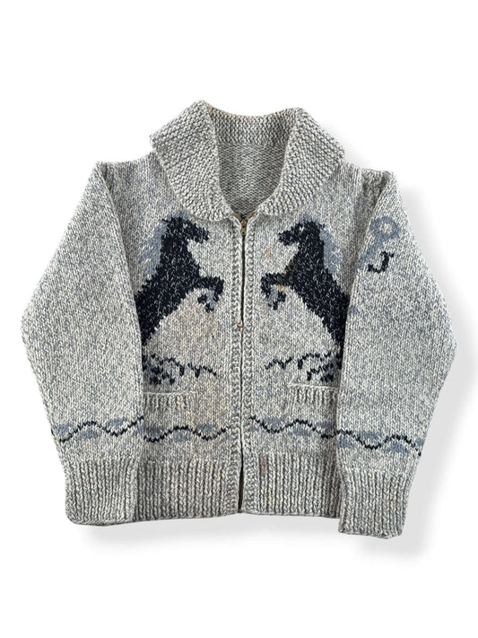 Front of Vintage Cowichan Style Horse Sweater AS IS SZ M/L