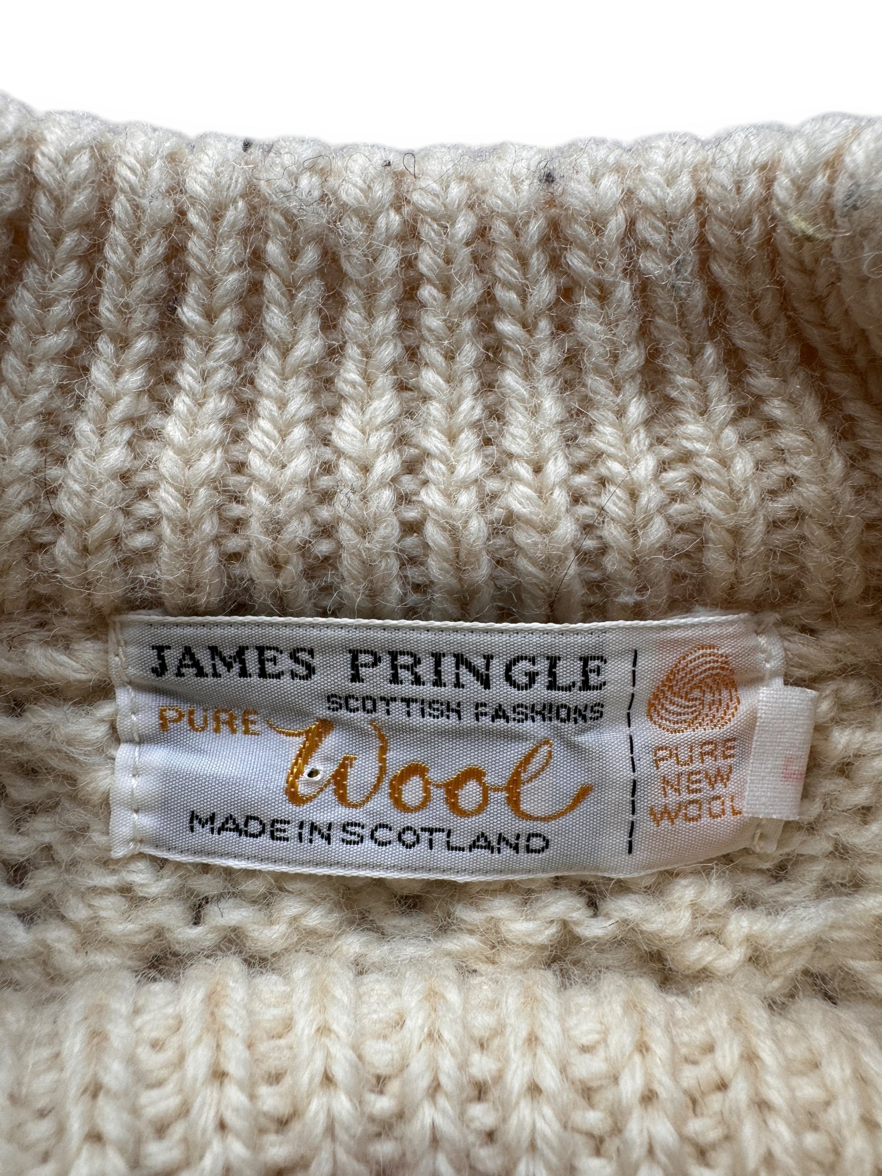 tag on Vintage James Pringle Wool Fisherman Sweater SZ L