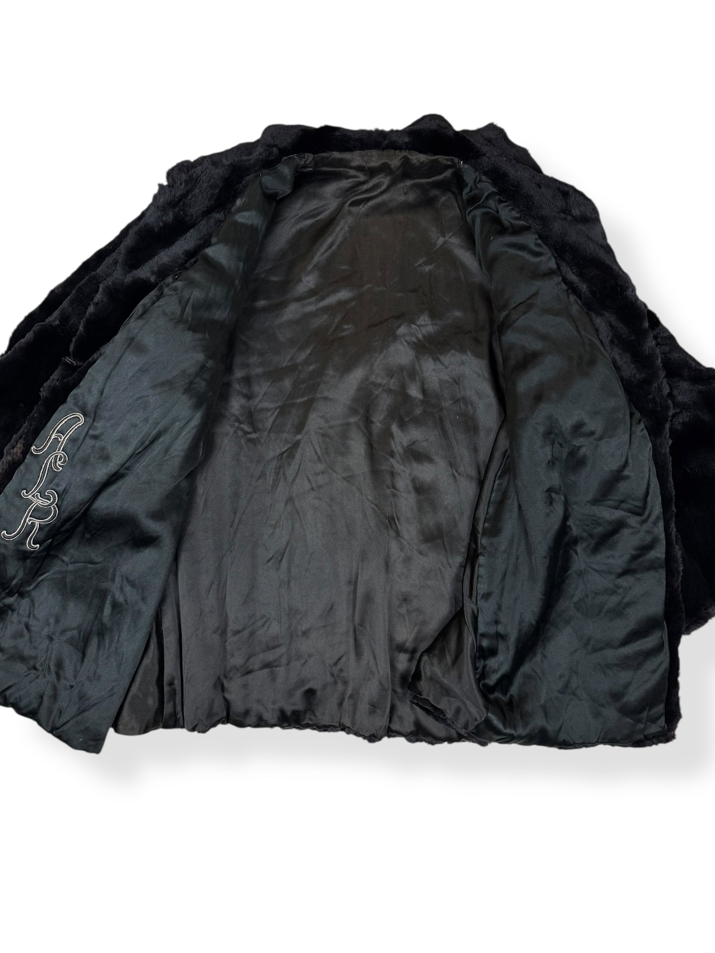 Open view of 1940s Black Mink Coat M-L