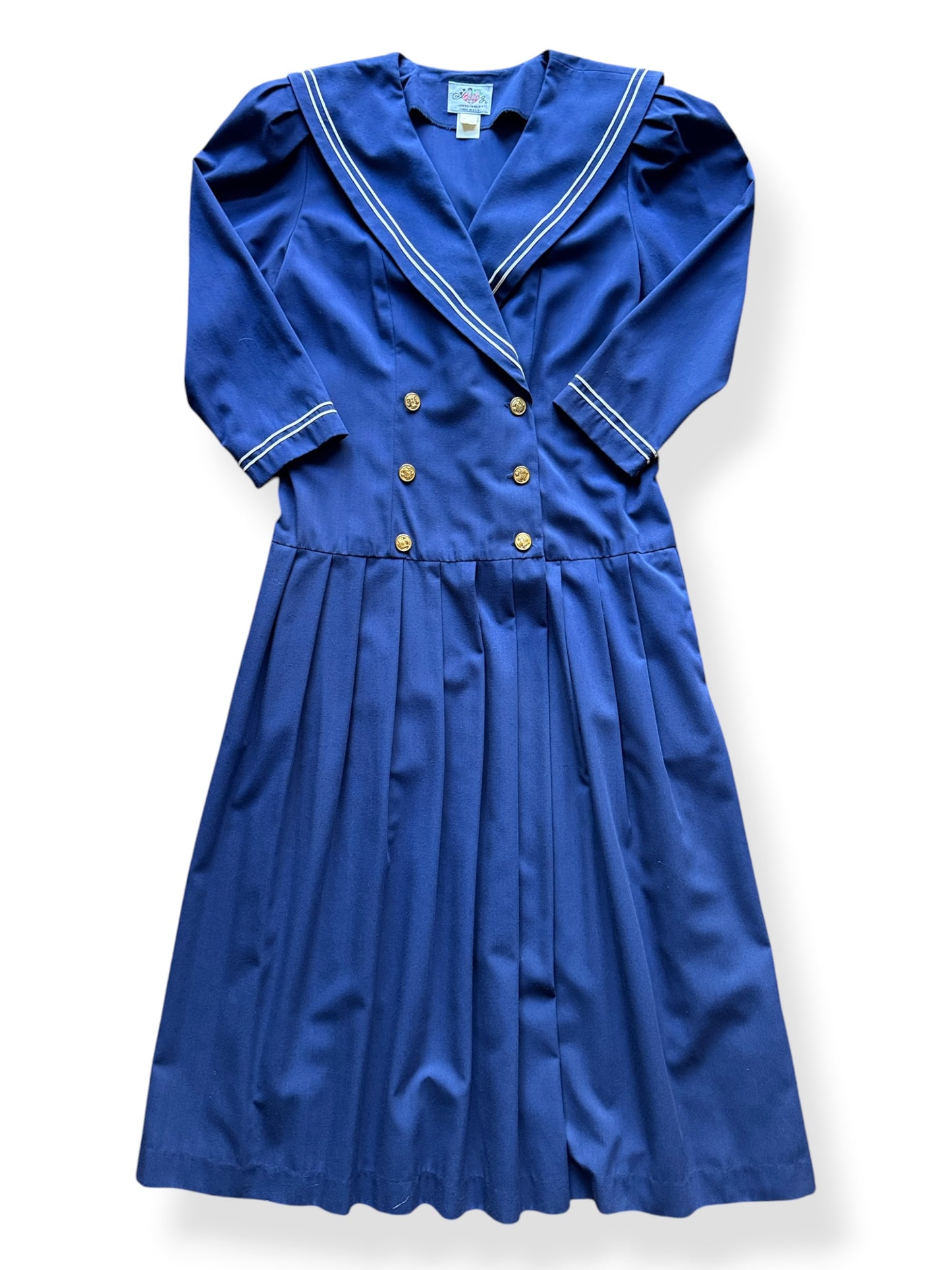 Front Close Up of Vintage 80s Lanz Sailor Dress SZ M