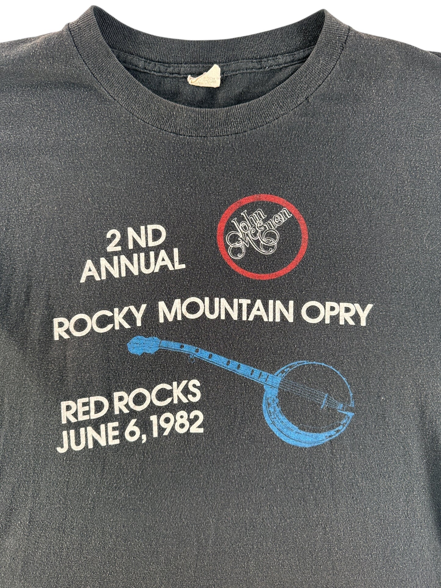 Front Graphic on Vintage 1982 Rocky Mountain Opry Bluegrass Tee SZ L