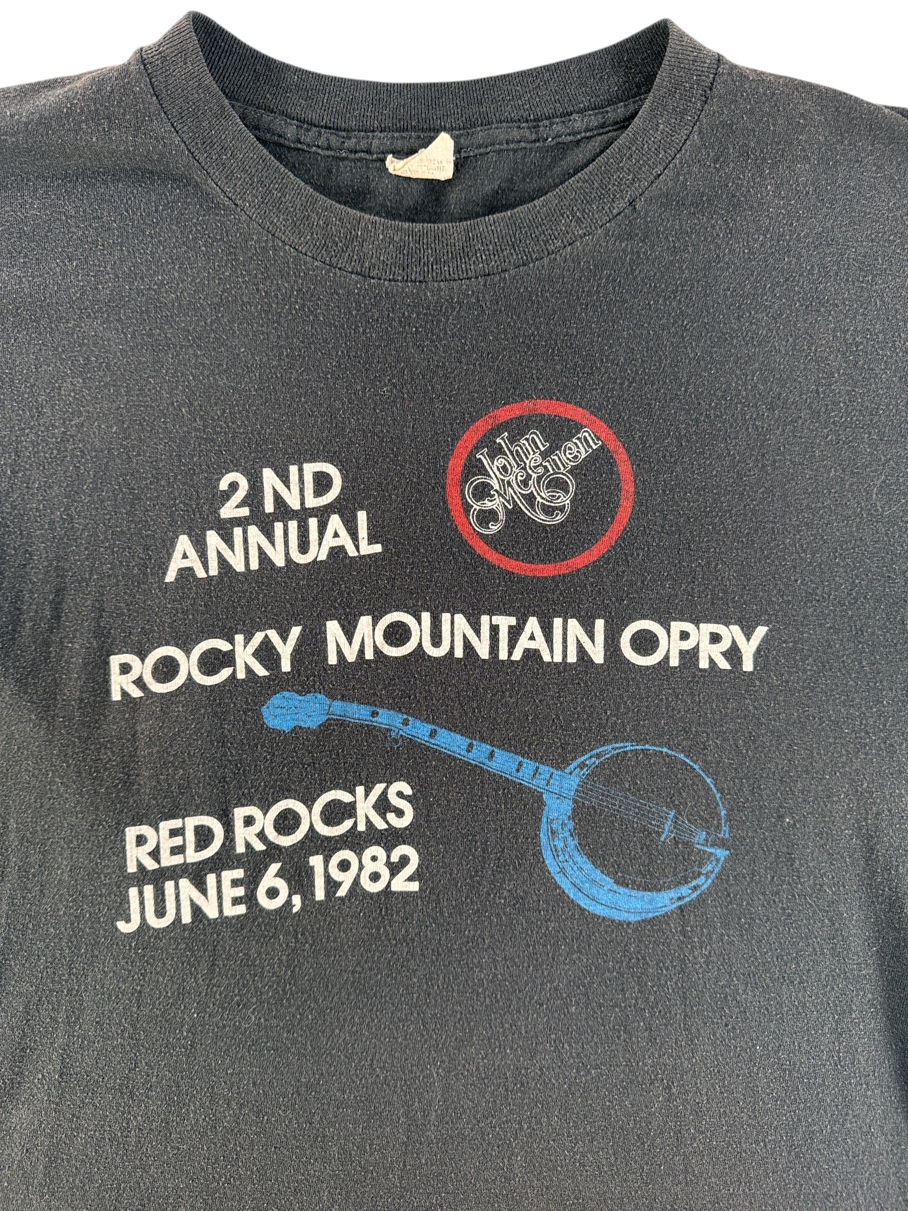 Front Graphic on Vintage 1982 Rocky Mountain Opry Bluegrass Tee SZ L
