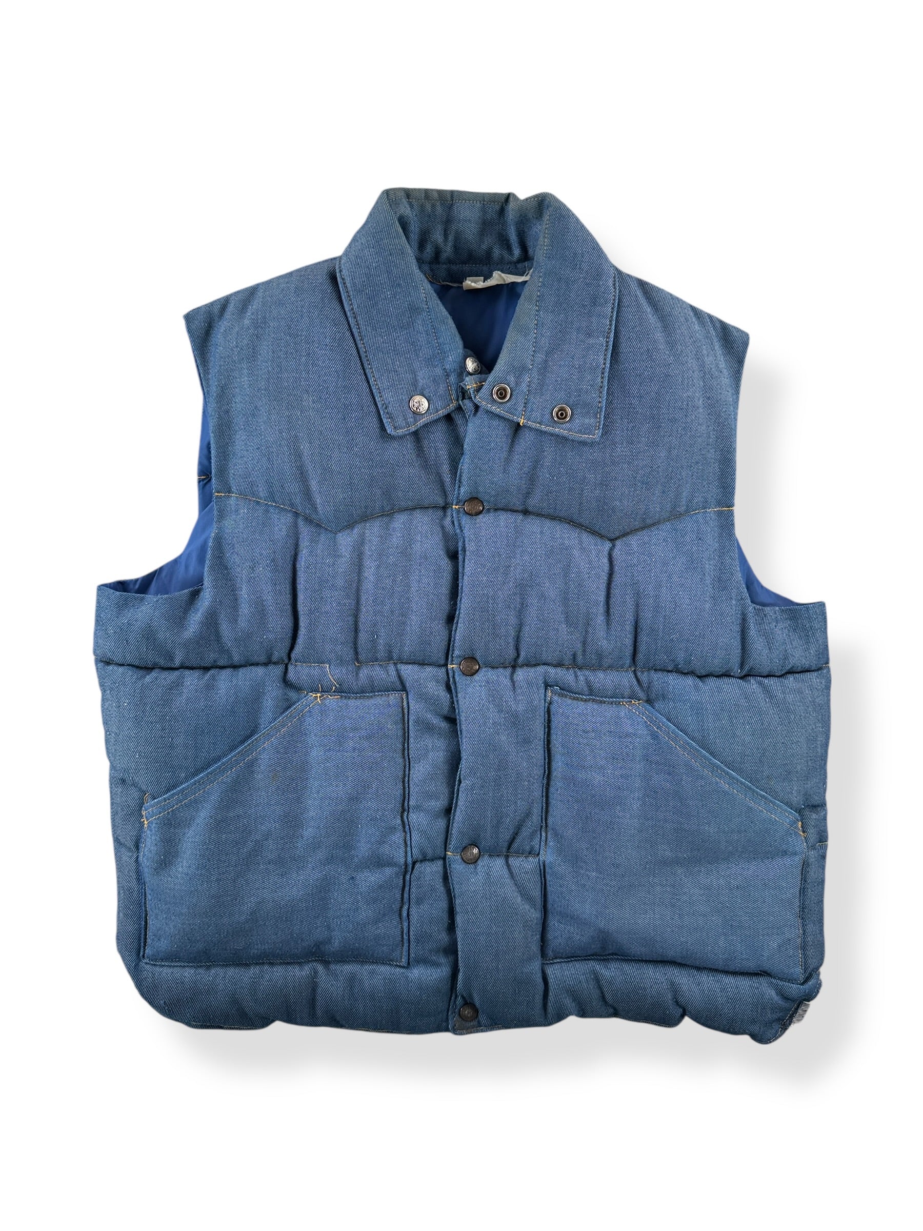 Front of Vintage Denim Puffer Vest SZ L