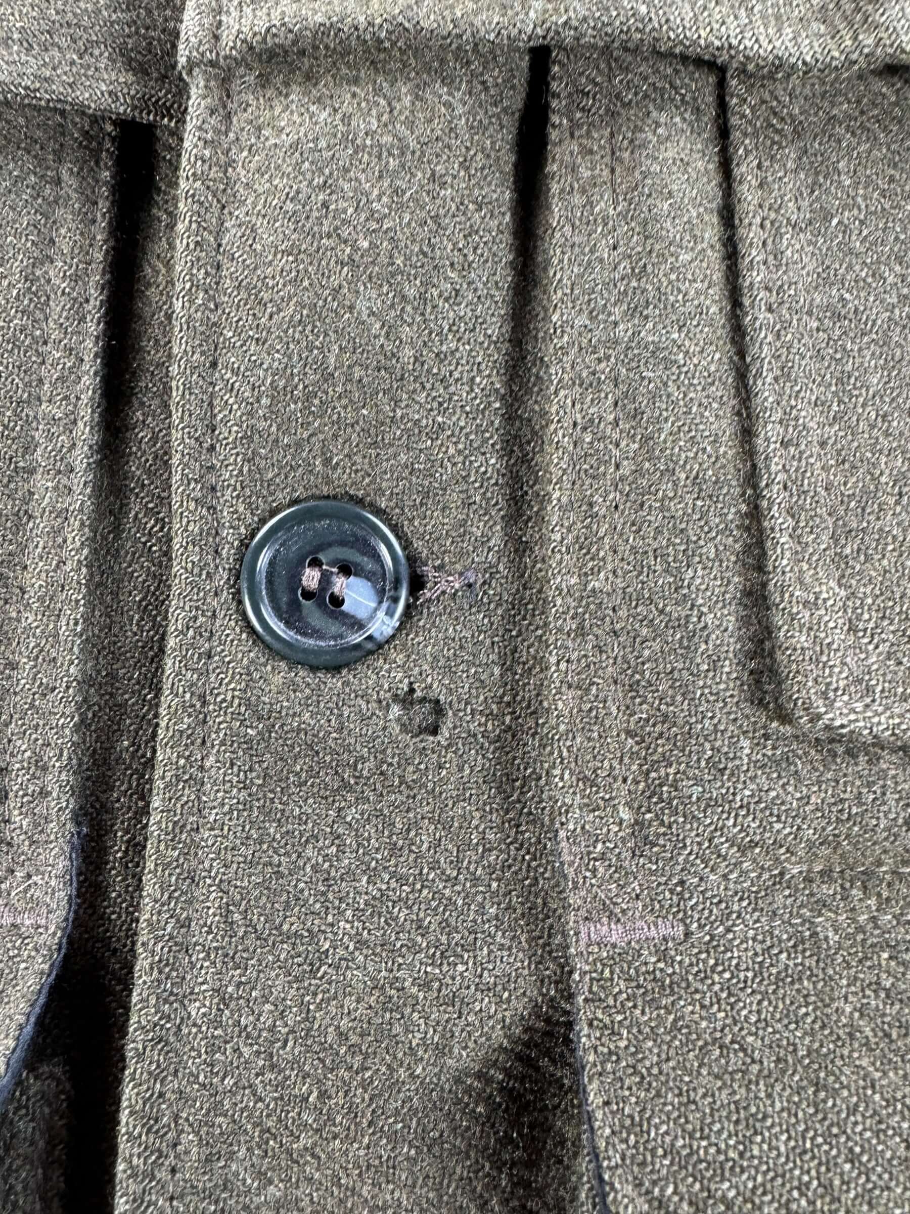 Hole on Vintage 90s Era Repaired Filson Olive Green Double Mackinaw Jacket SZ 46