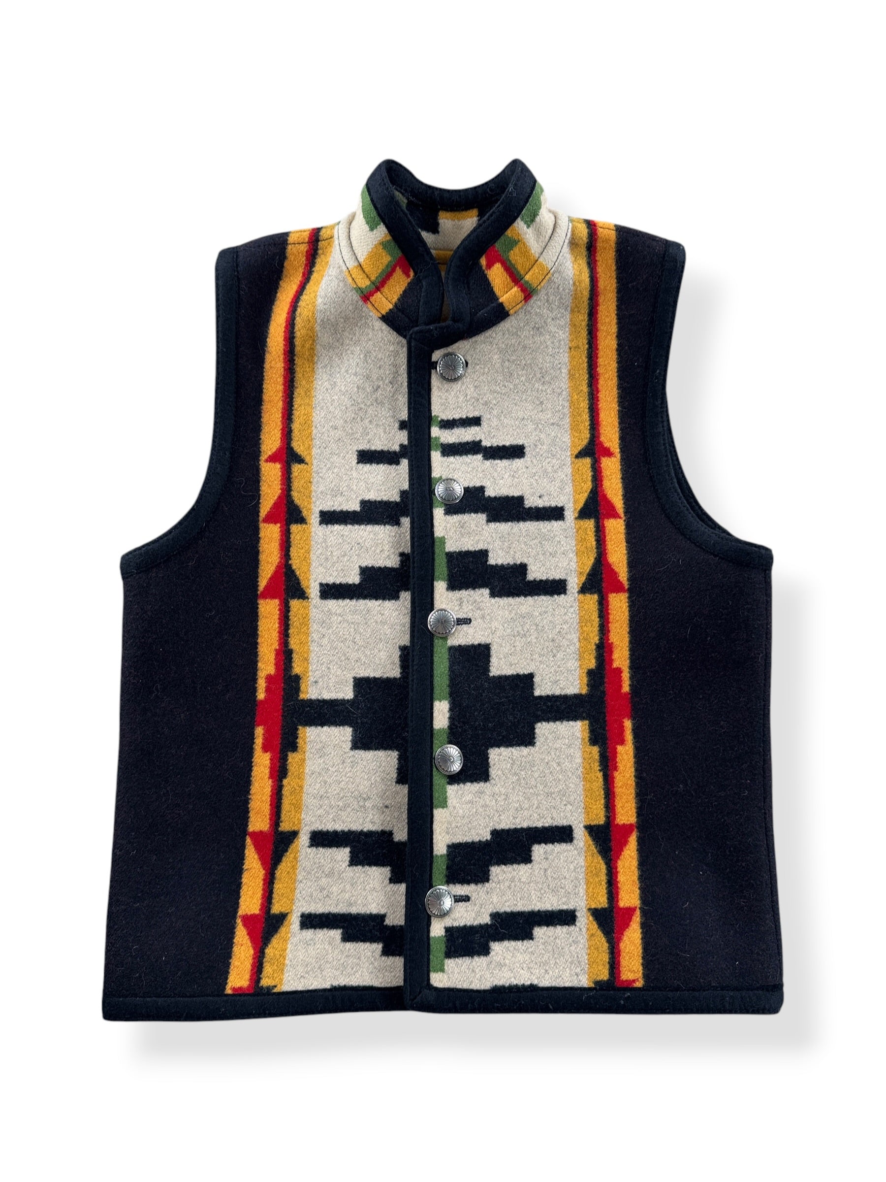 Other Side of Vintage Reversible Concho Button Wool Vest SZ XS