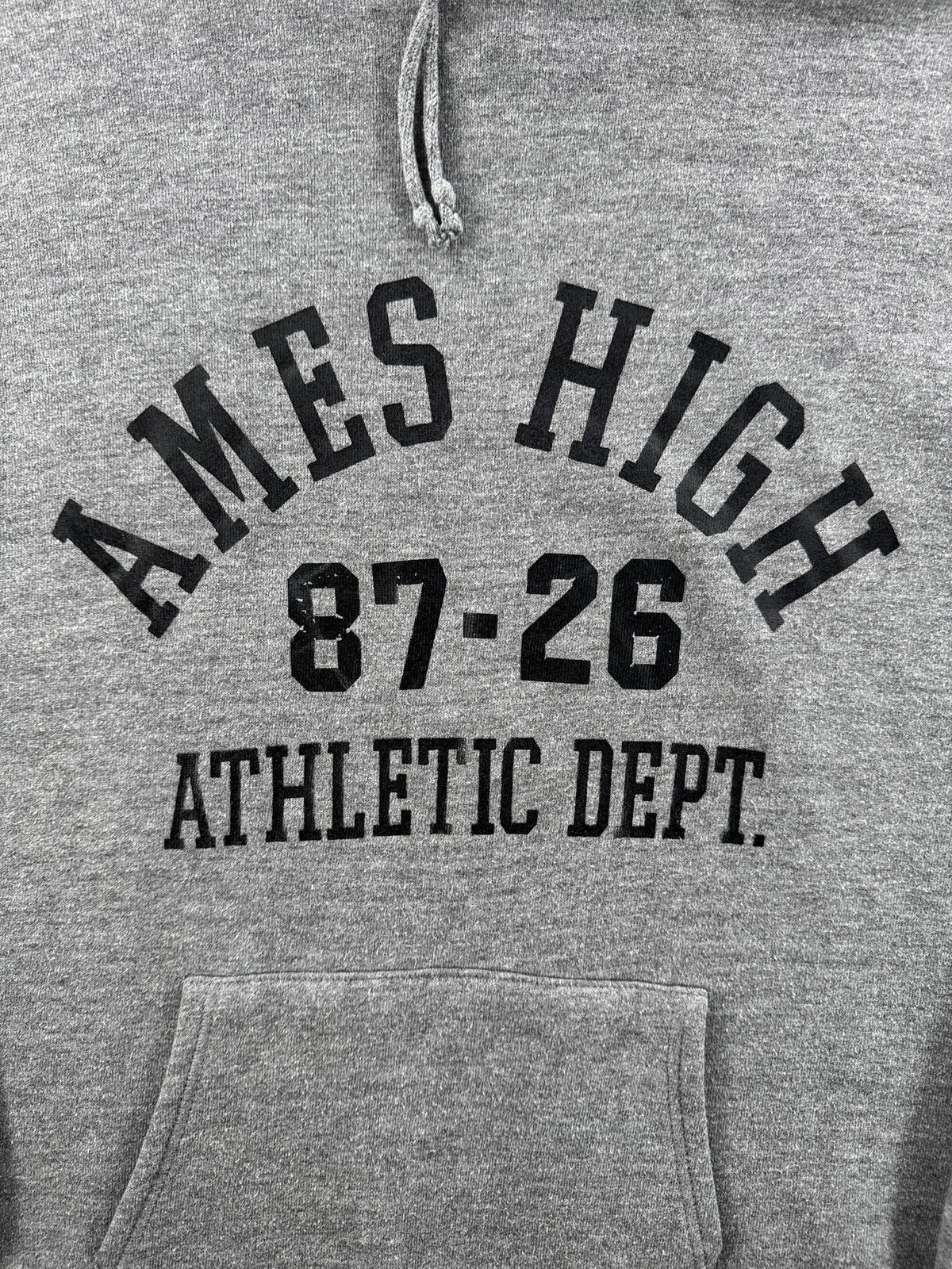 Front graphic on Vintage Ames High Hoodie SZ XL (Fits M)
