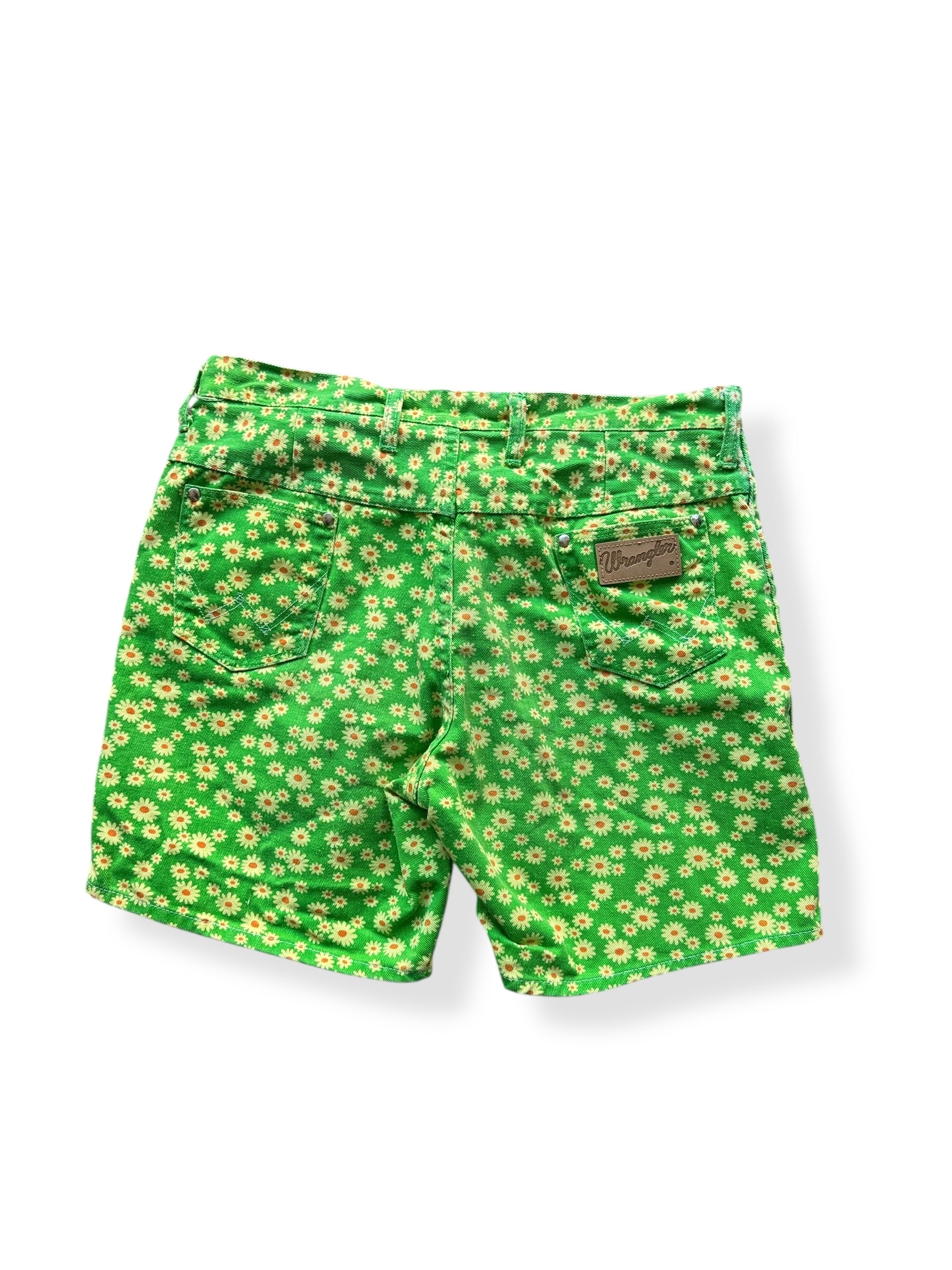 Back of Vintage Miss Wrangler Green Floral Shorties W33