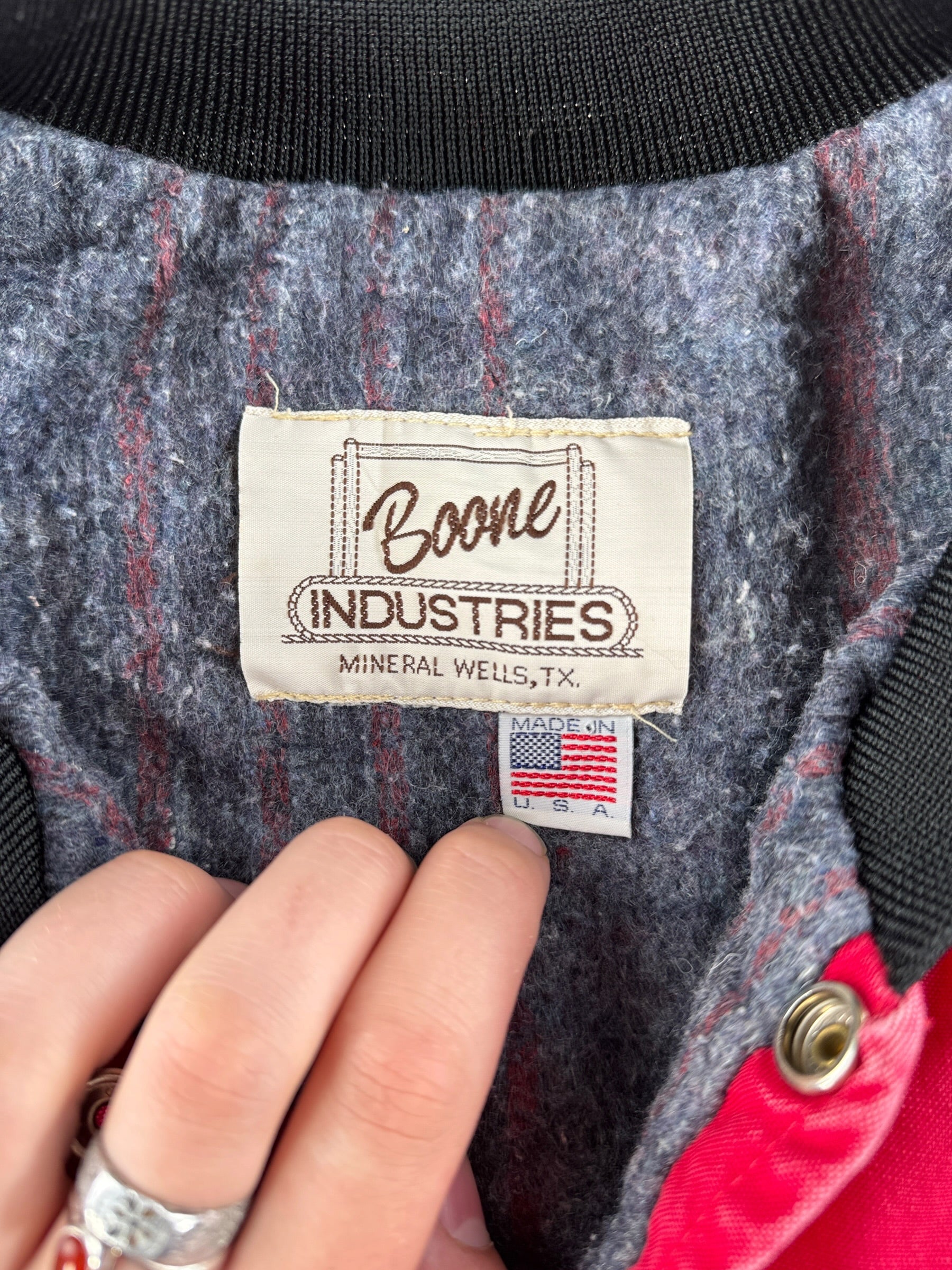 Tags on Vintage Boone Industries Cotton South Western Bomber Jacket SZ M