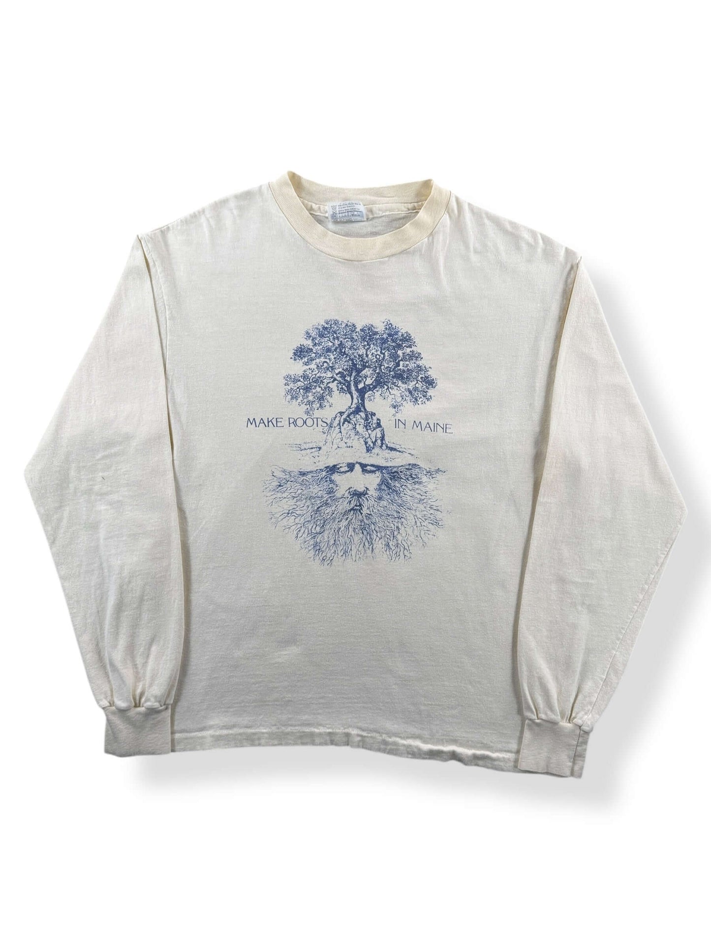 Front of Vintage Make Roots In Maine Long Sleeve Tee SZ L (Fits M)