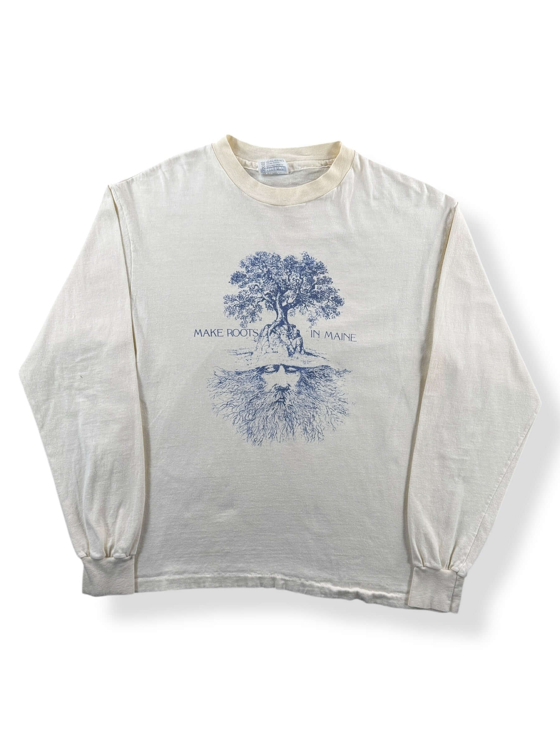 Front of Vintage Make Roots In Maine Long Sleeve Tee SZ L (Fits M)