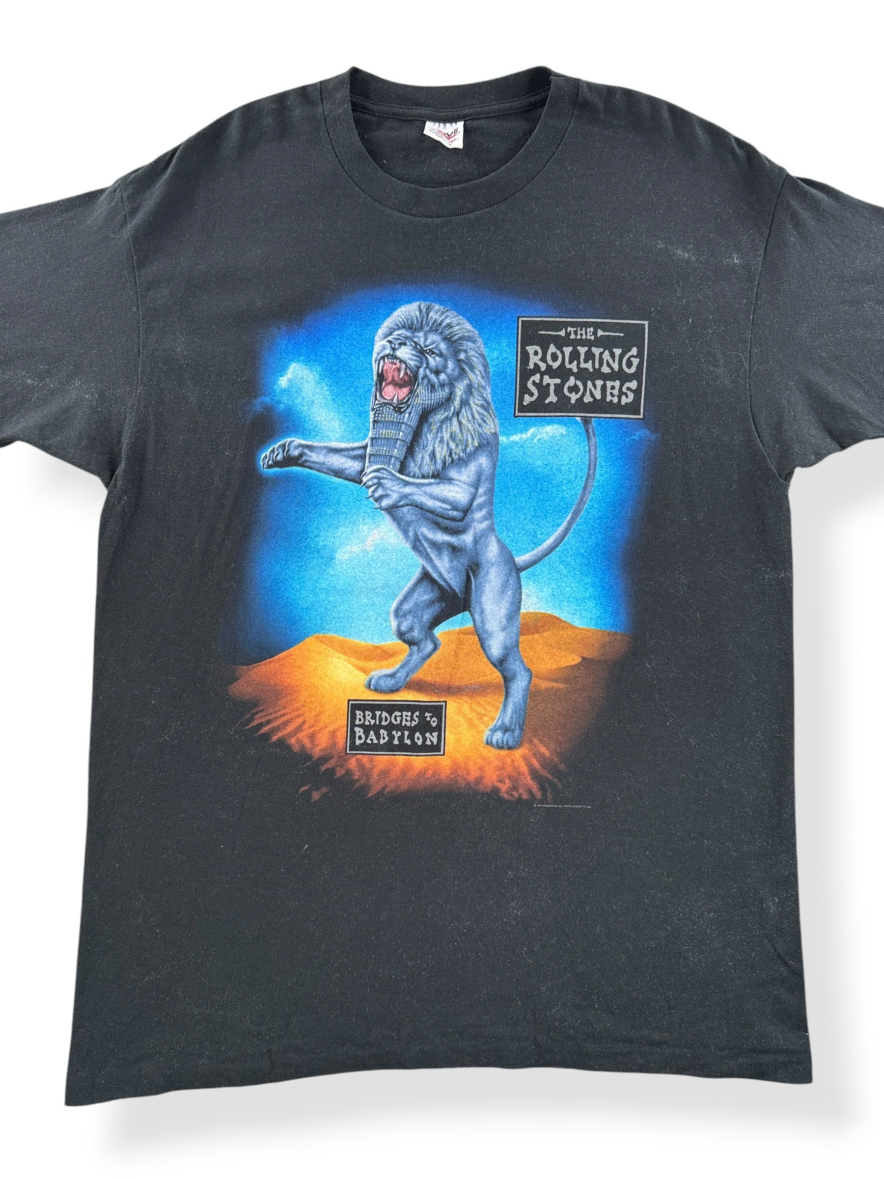 Front Close Up of Vintage Rolling Stones Bridges to Babylon Tee SZ XL (Fits L)