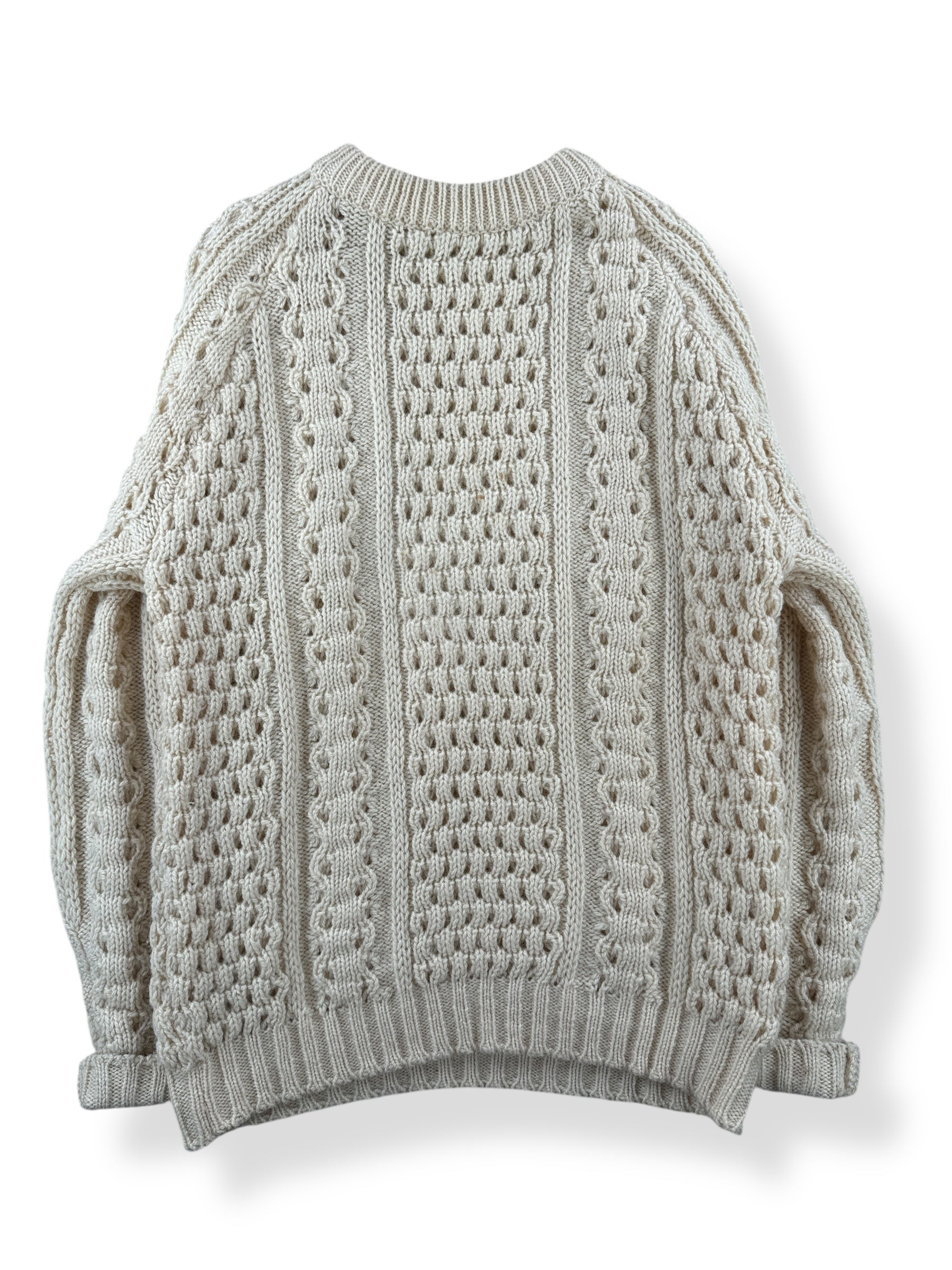 Back of Vintage Handknit Wool Cable Knit Sweater SZ L