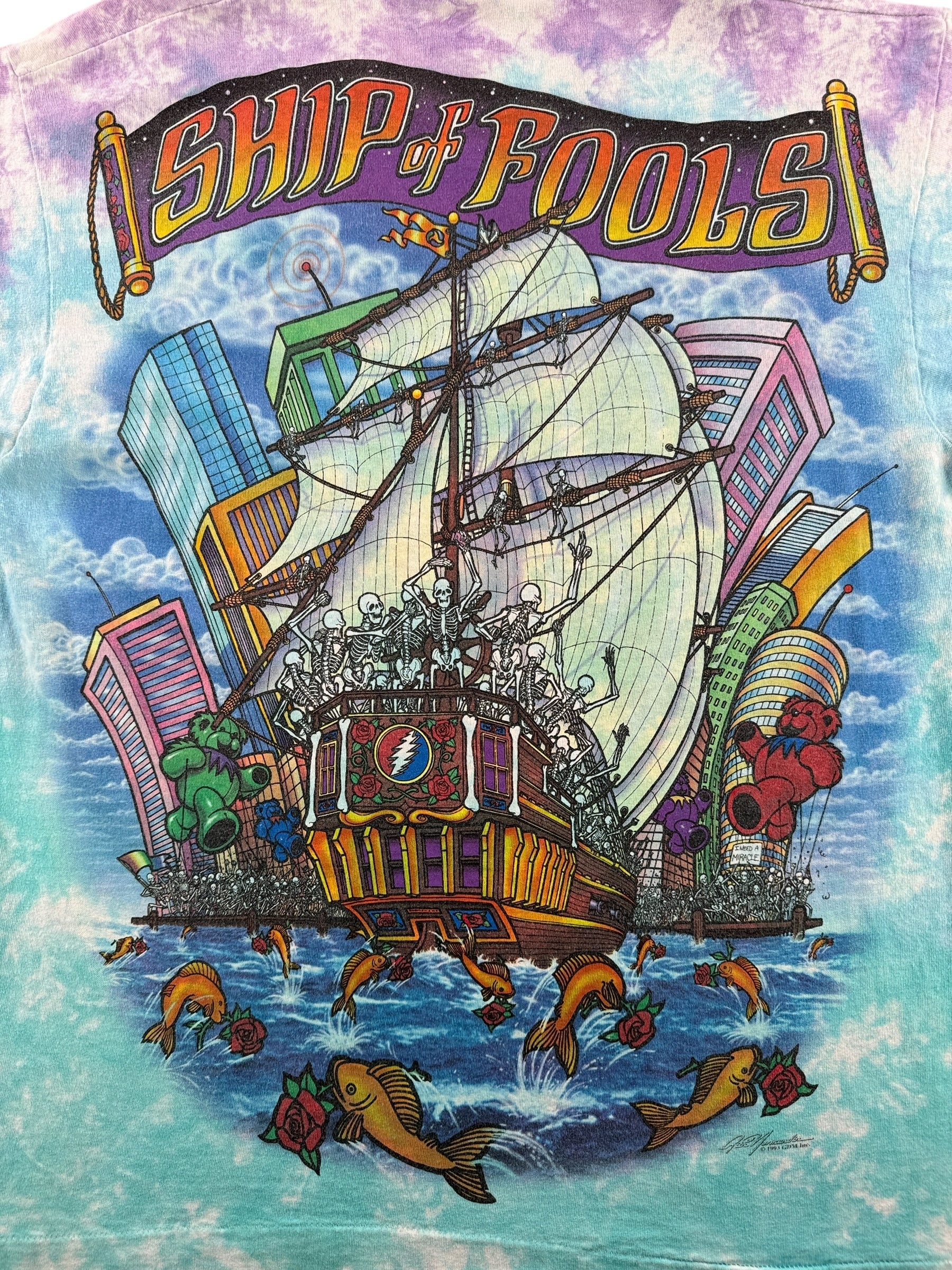 Back Graphic of Vintage Grateful Dead Ship of Fools Single Stitch Tee SZ L