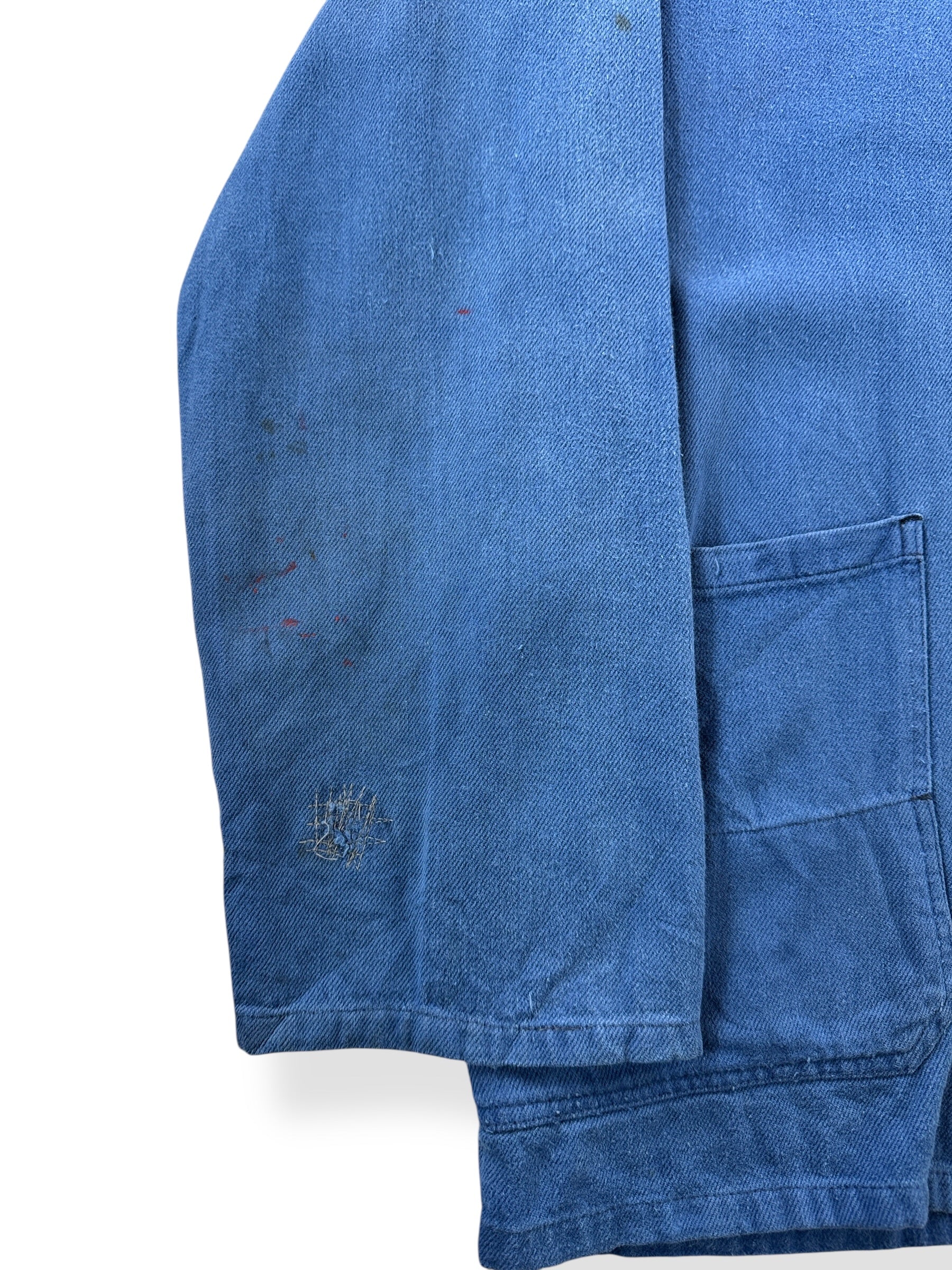 Repair on Vintage Royal Blue French Chore Coat SZ XL