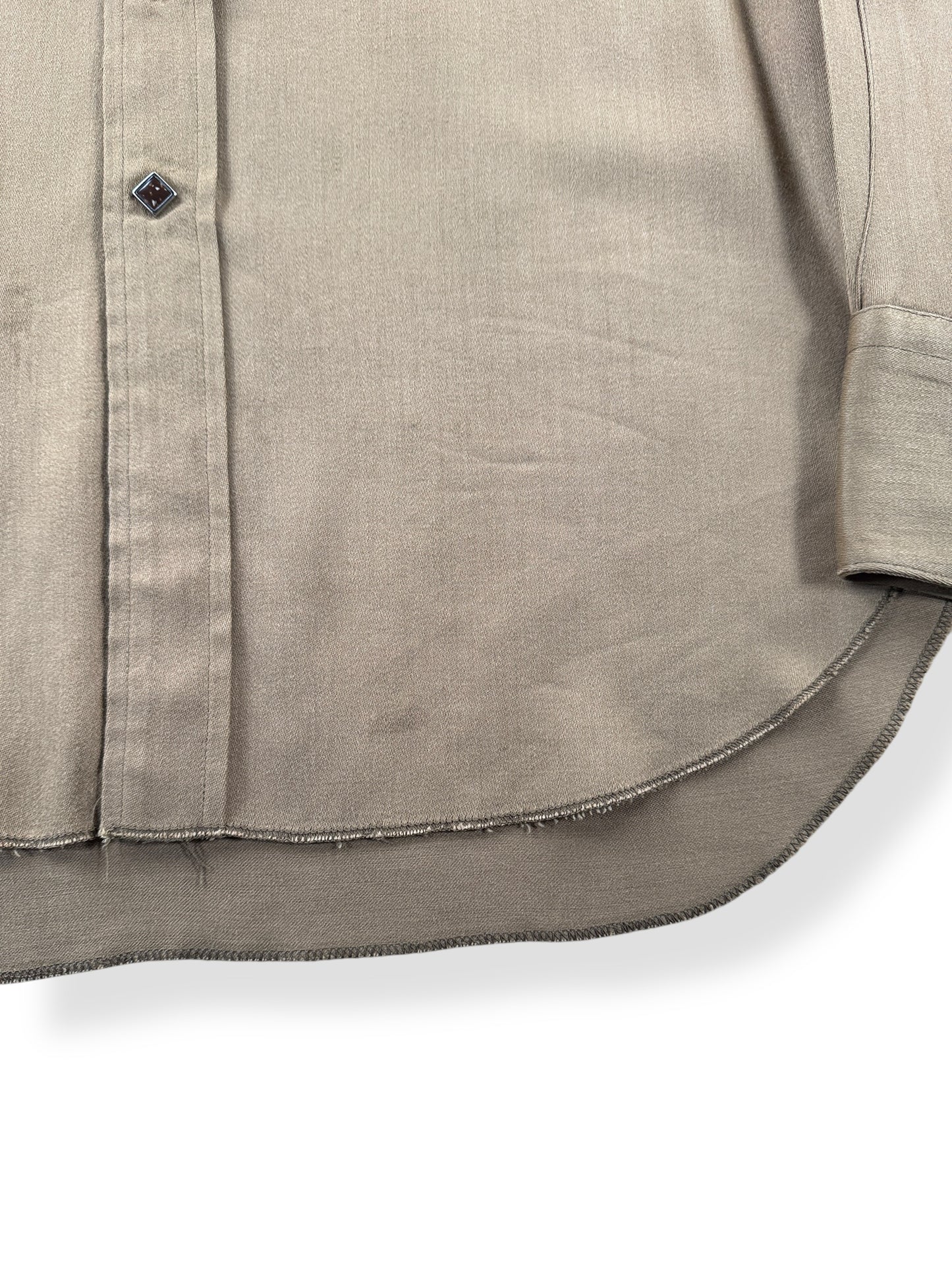 Wear on Vintage Rayon Gabardine Panhandle Slim Pearl Snap SZ L