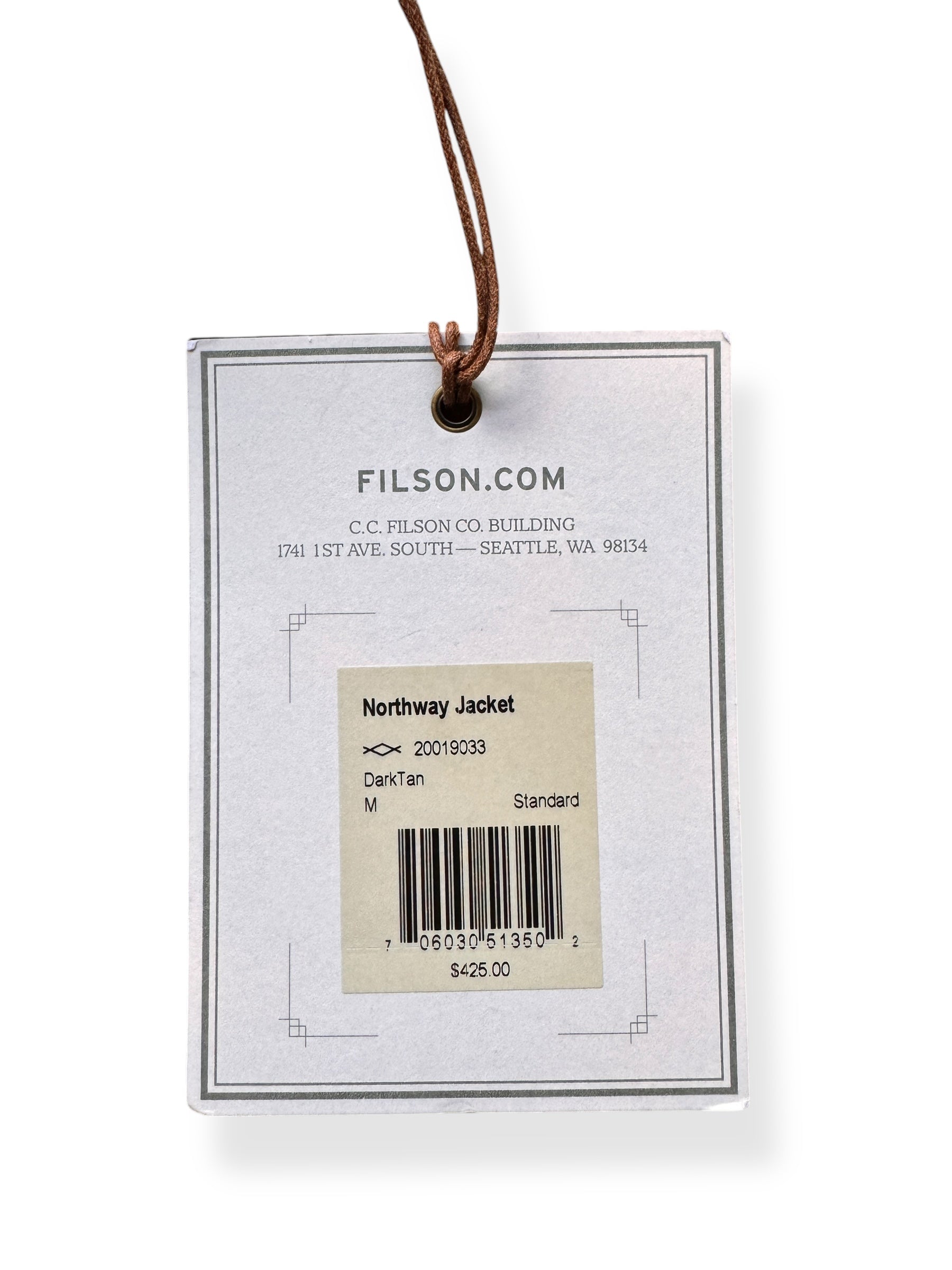 Paper Tag on NOS Filson Northway Jacket SZ M