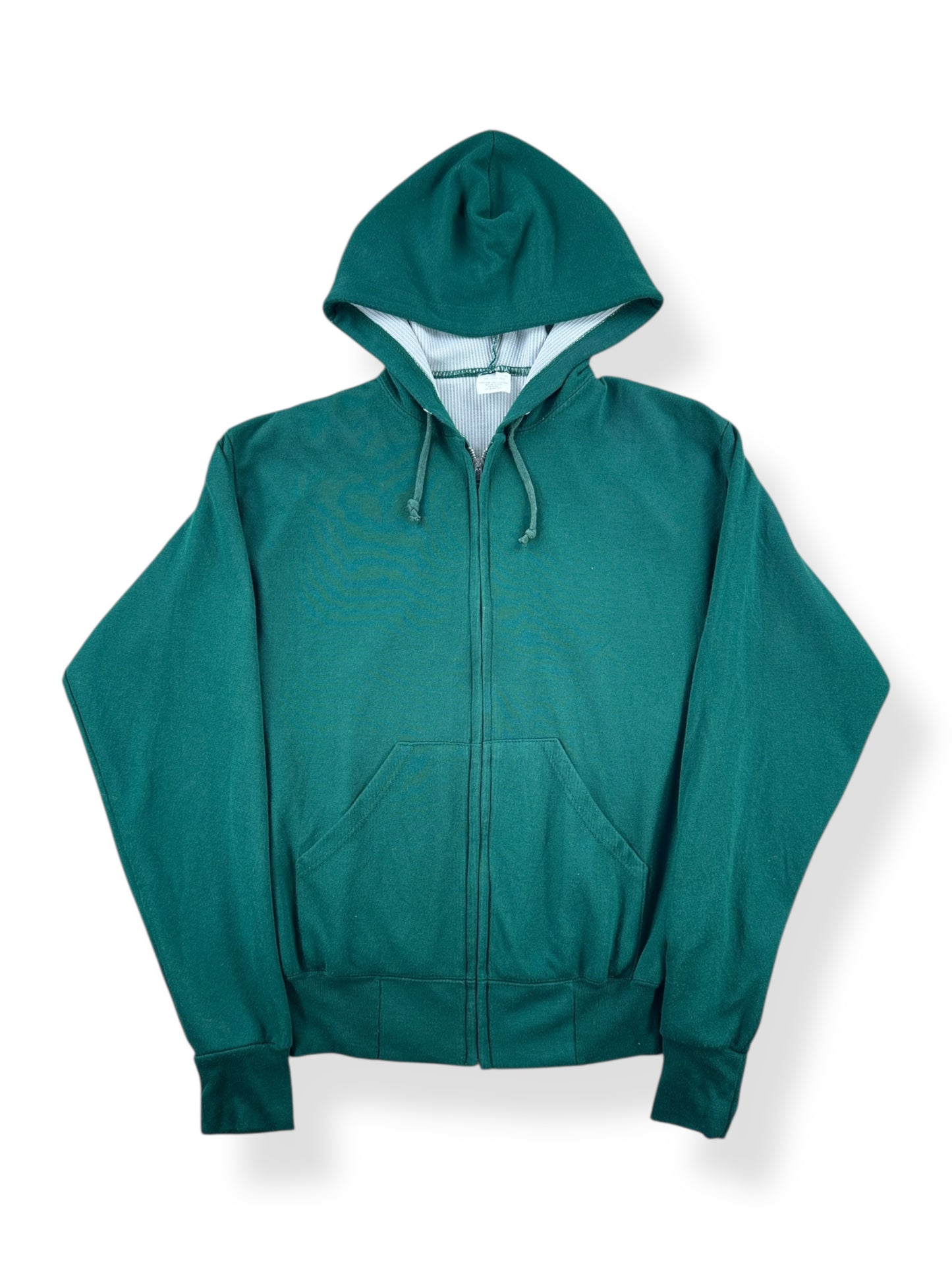 Front of Vintage Green Thermal Lined Zip Up Hoodie SZ S