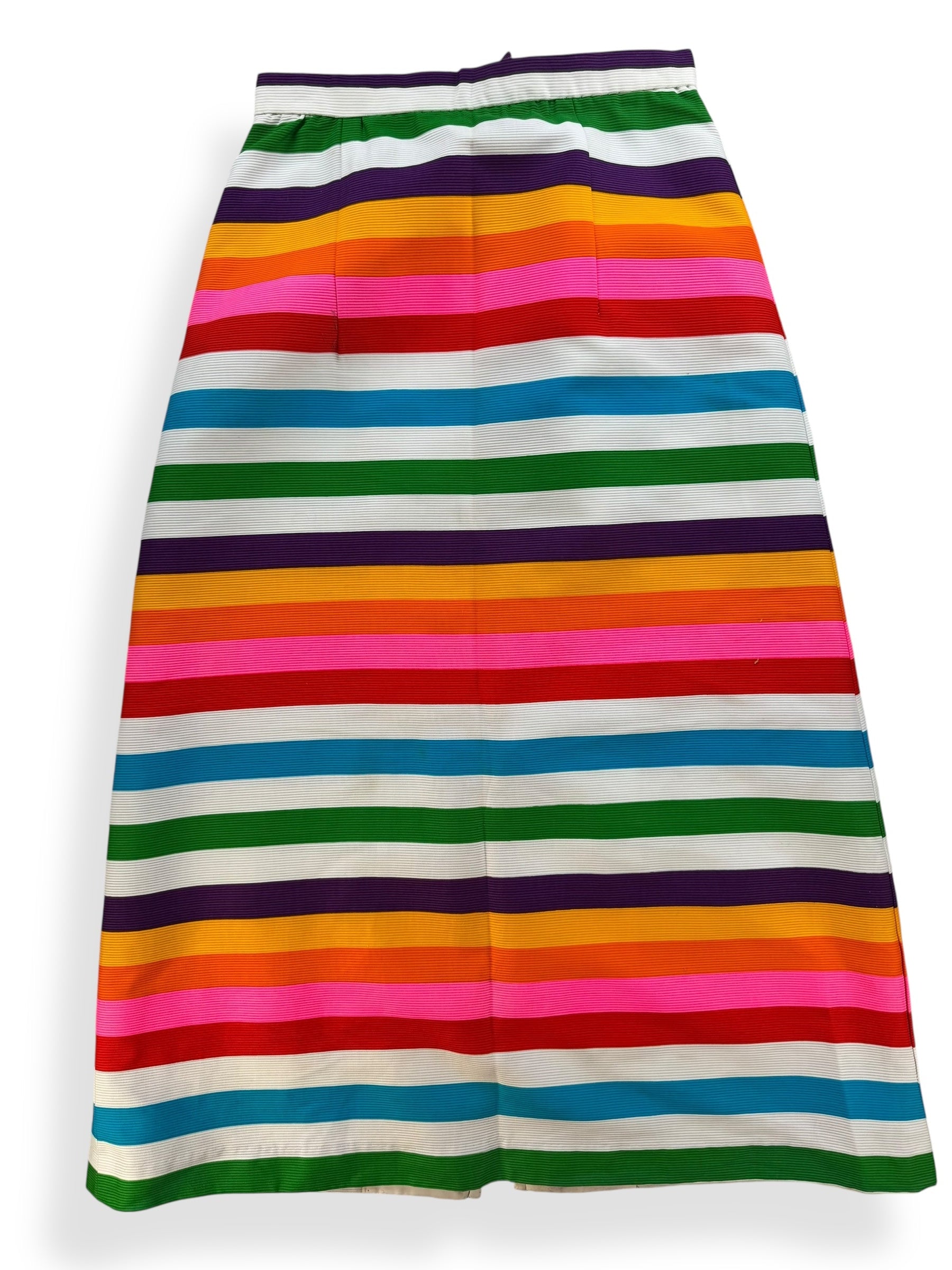 Back view of 1960s Alex Coleman Rainbow Striped Skirt AS-IS L