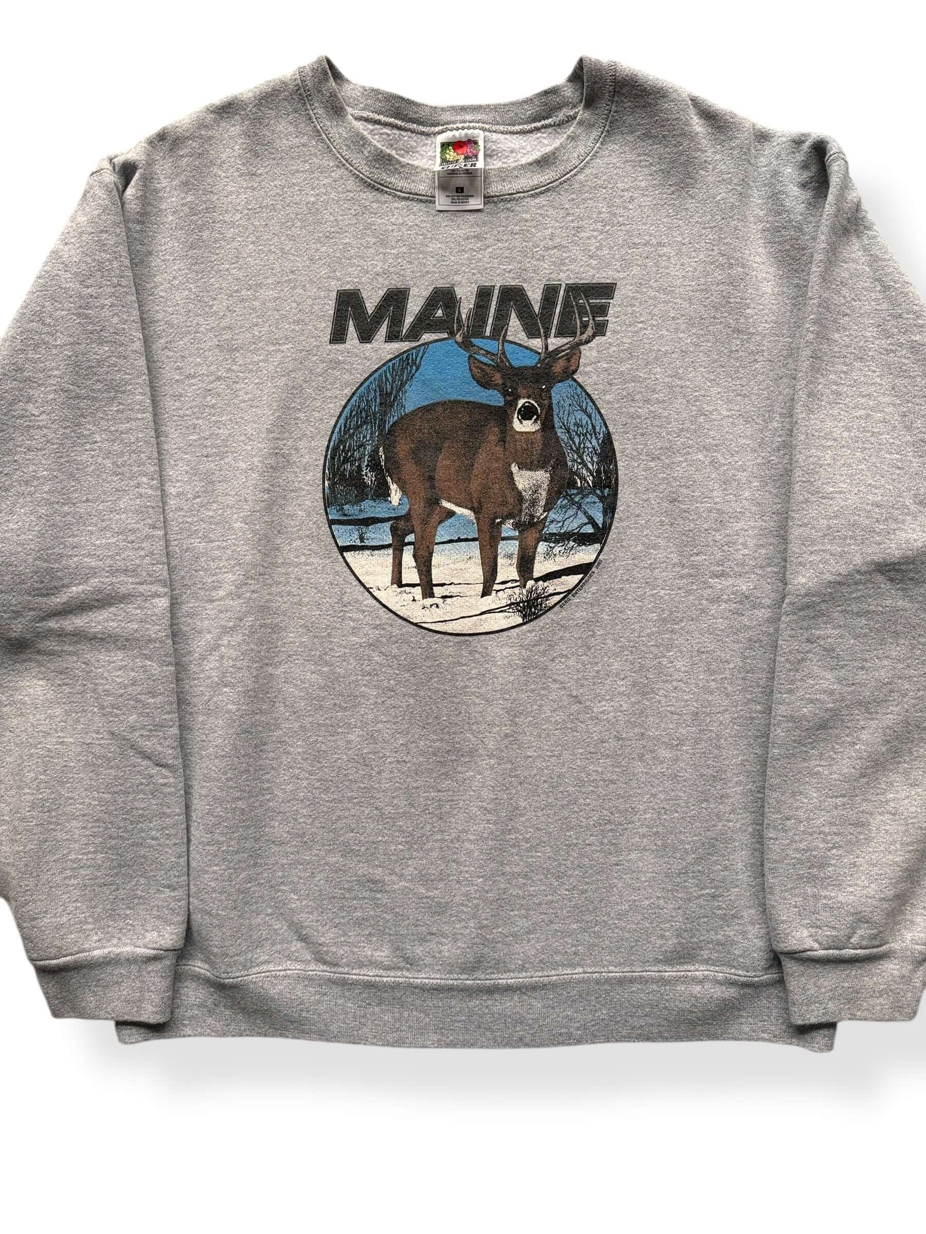 Front Close Up of Vintage Maine Crewneck SZ L