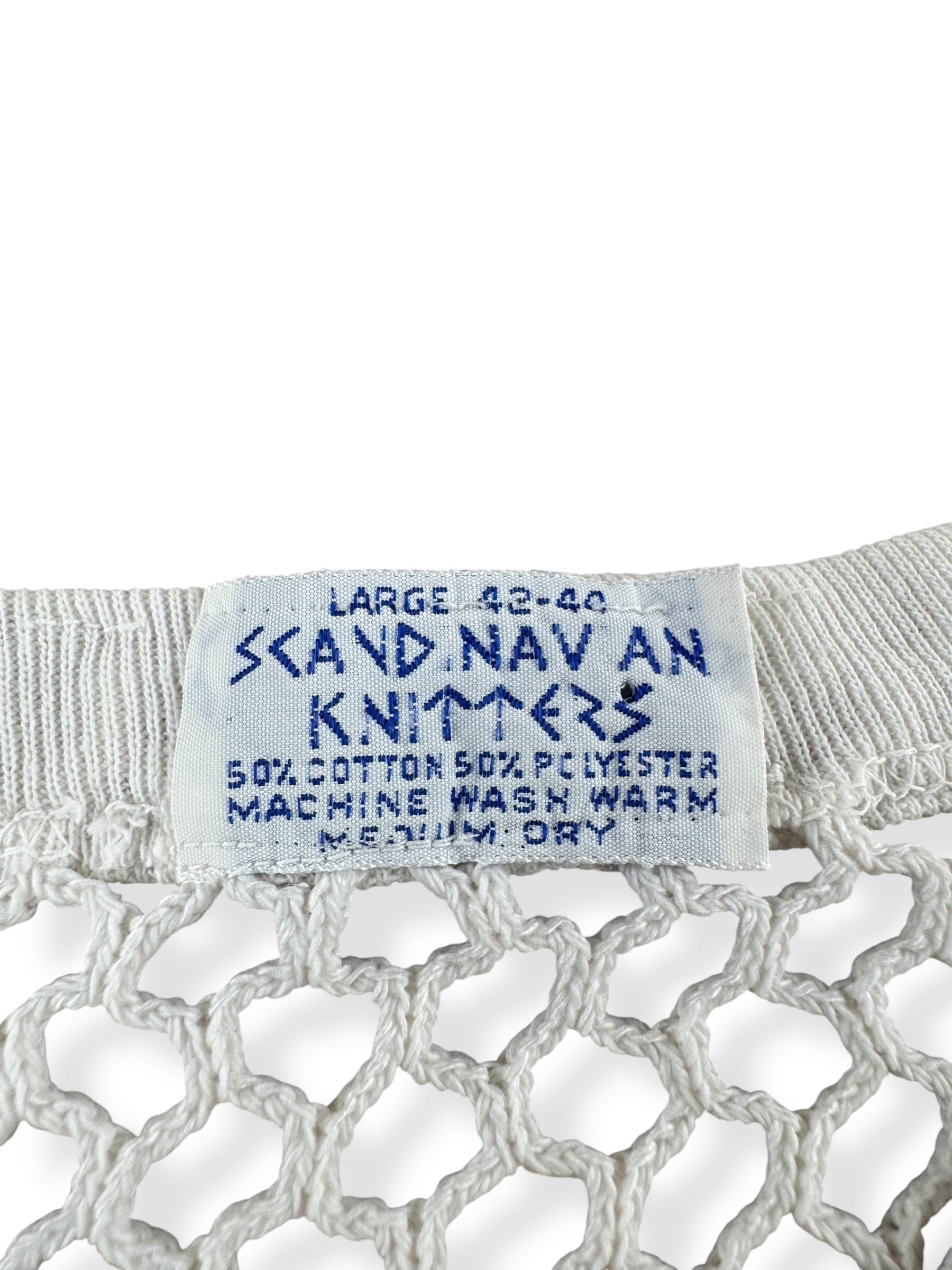 Label on Vintage Scandinavian Knitters Mesh Top SZ L