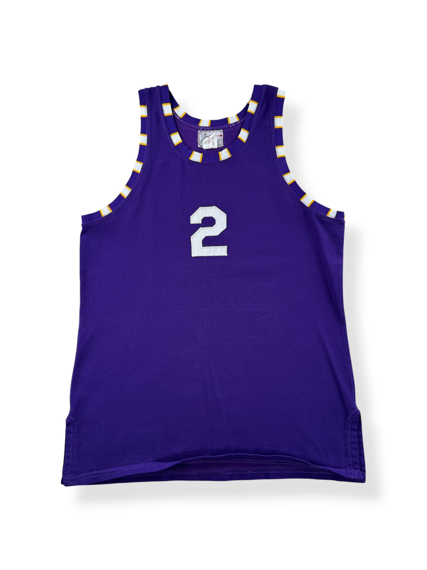 Front of Vintage Southland "2" Purple Tank Top Jersey SZ L (Fits M)