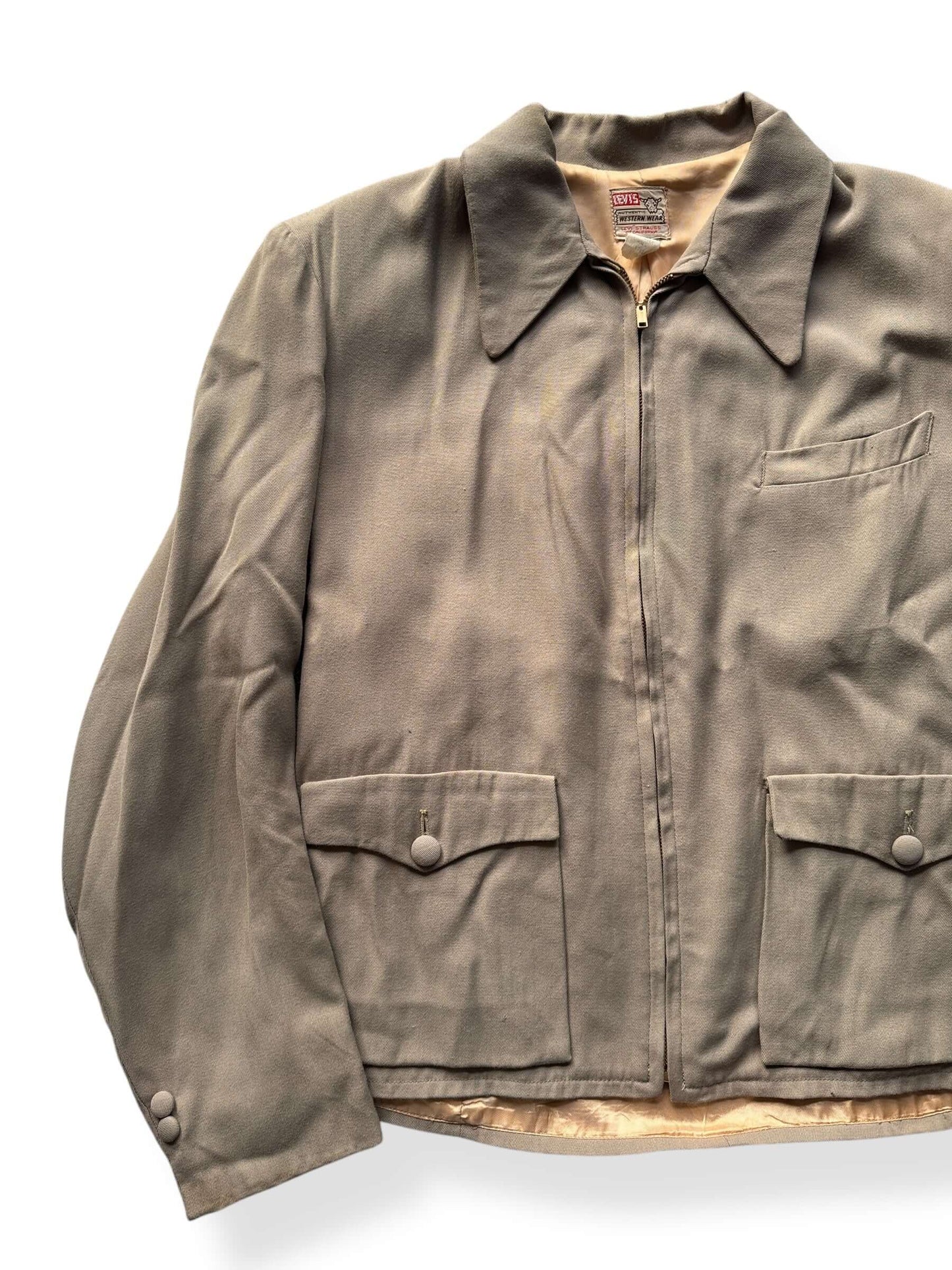 Front Right of Vintage Levi's Short Horn Gabardine Jacket SZ L
