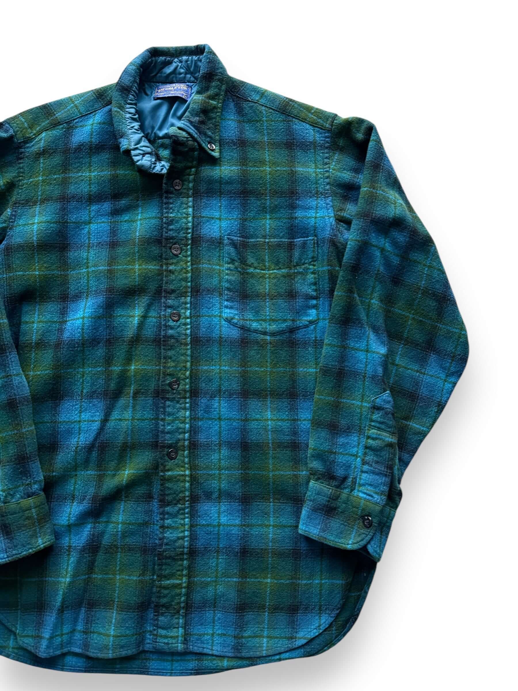 front left of Vintage Pendleton Blue/Green Flannel SZ M