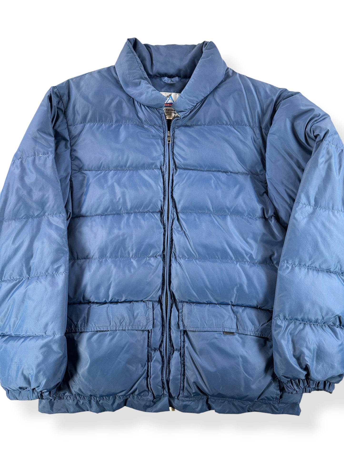 Front Close Up of Vintage Holubar Puffer Jacket SZ L